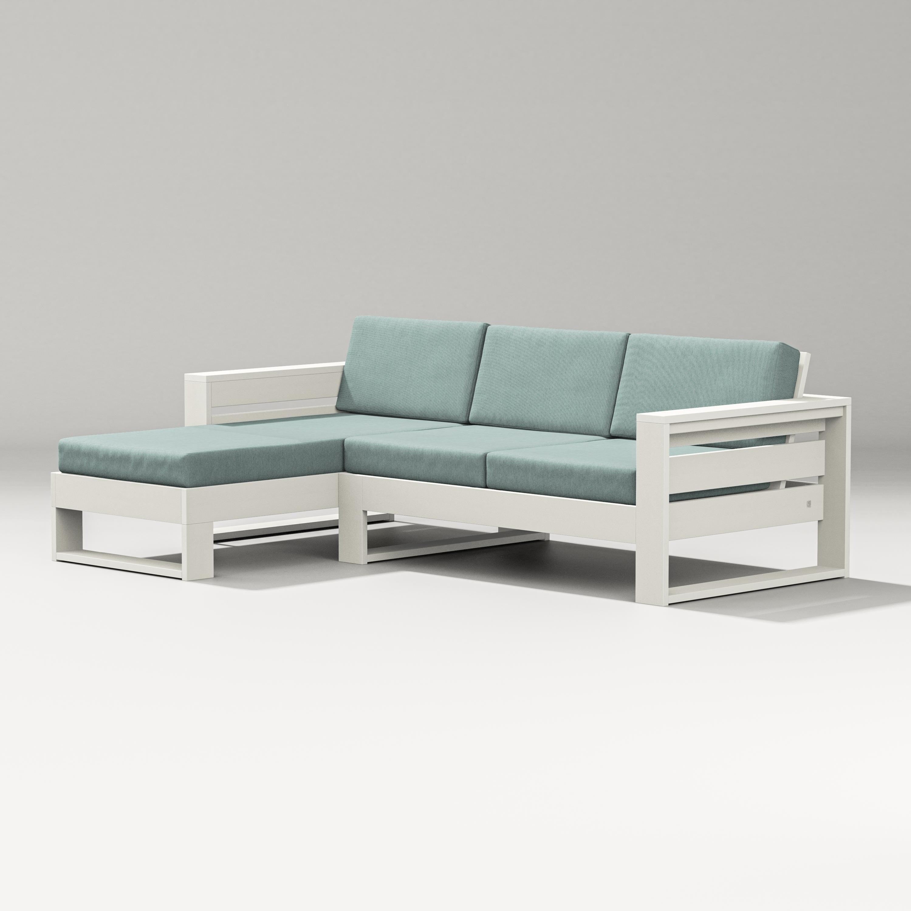 PW Designer Series Latitude Left Chaise Sectional in Vintage White / Glacier Spa