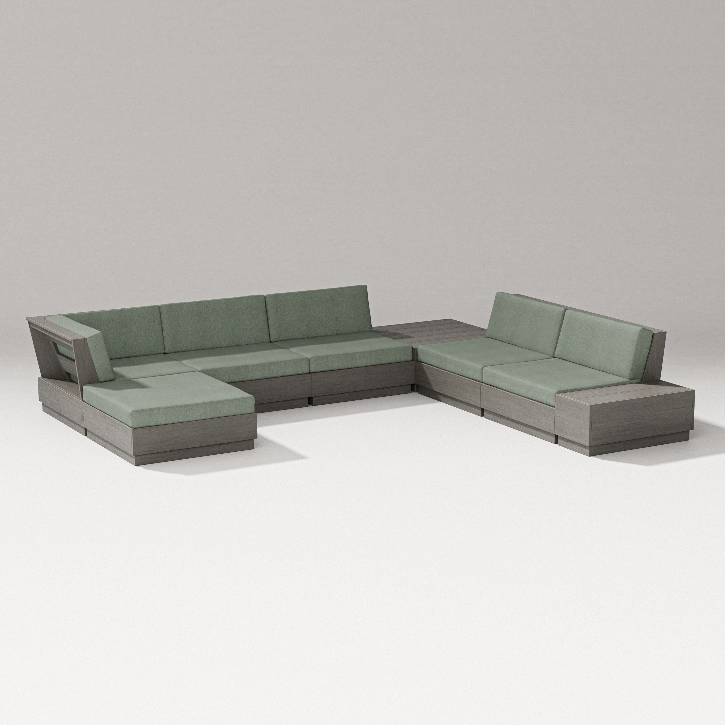PW Designer Series Elevate 8-Piece Corner Sectional in Driftwood / Cast Sage