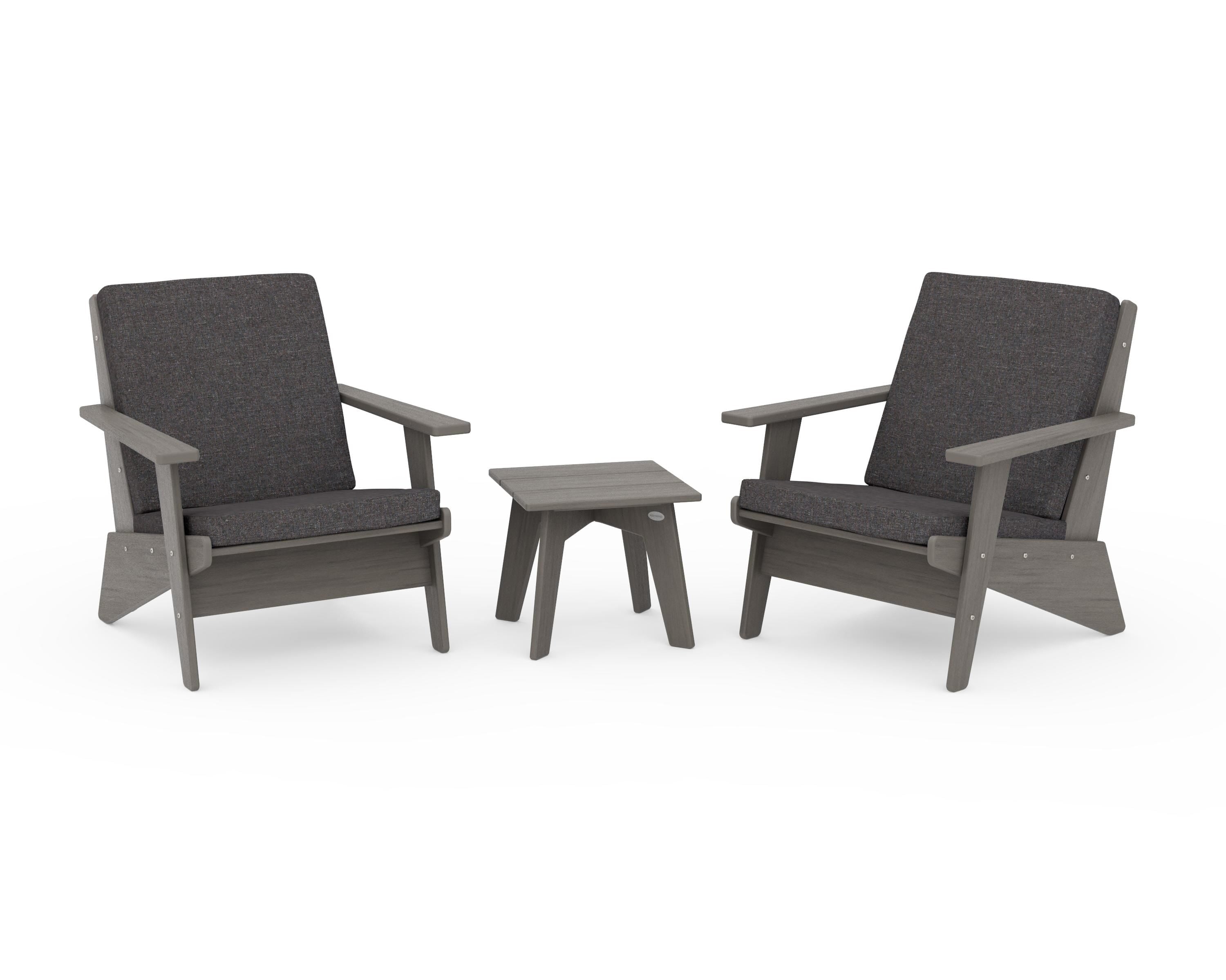 POLYWOOD Riviera Modern Lounge 3-Piece Set in Driftwood / Ash Charcoal
