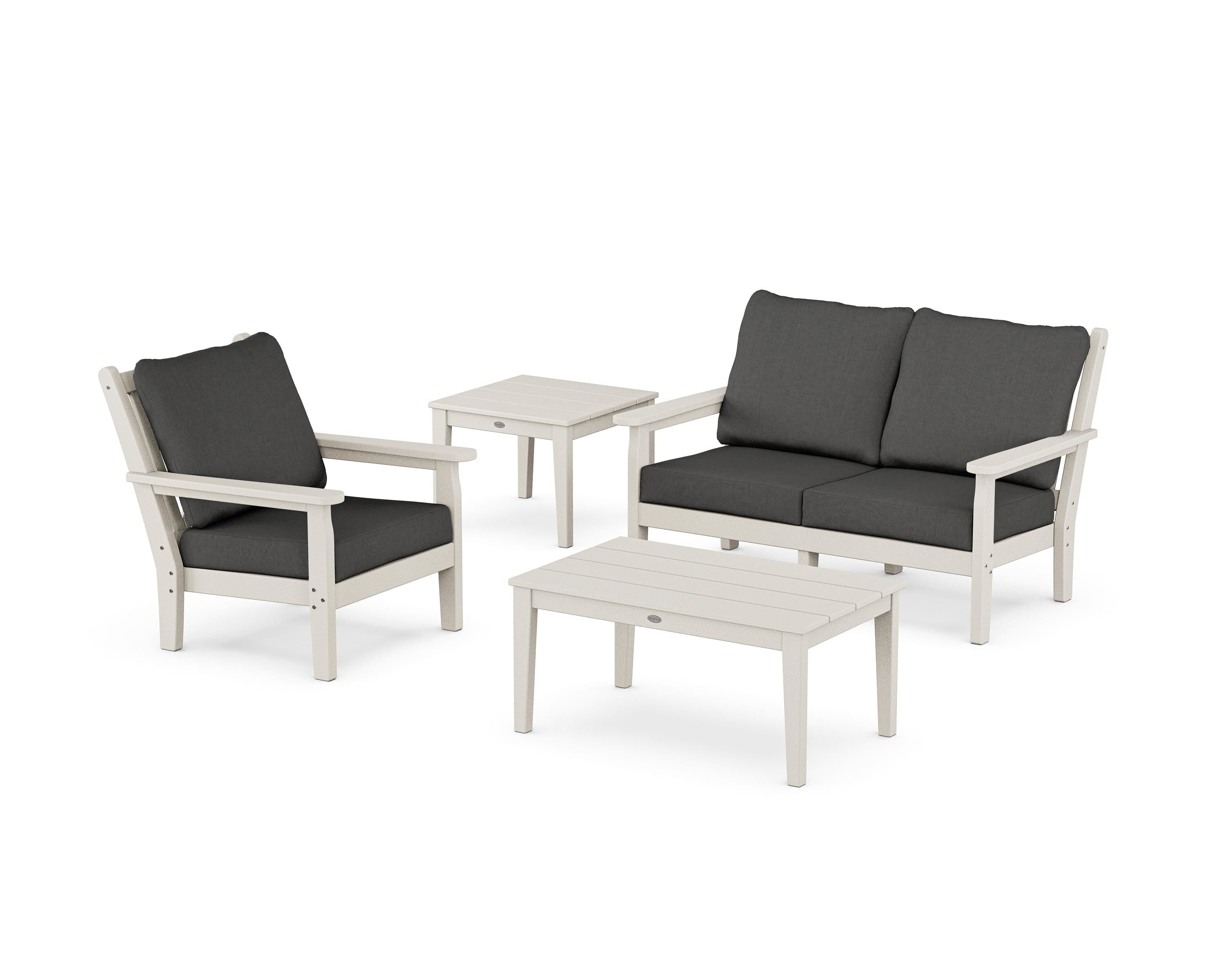 POLYWOOD Chippendale 4-Piece Deep Seating Set in Sand / Spectrum Carbon
