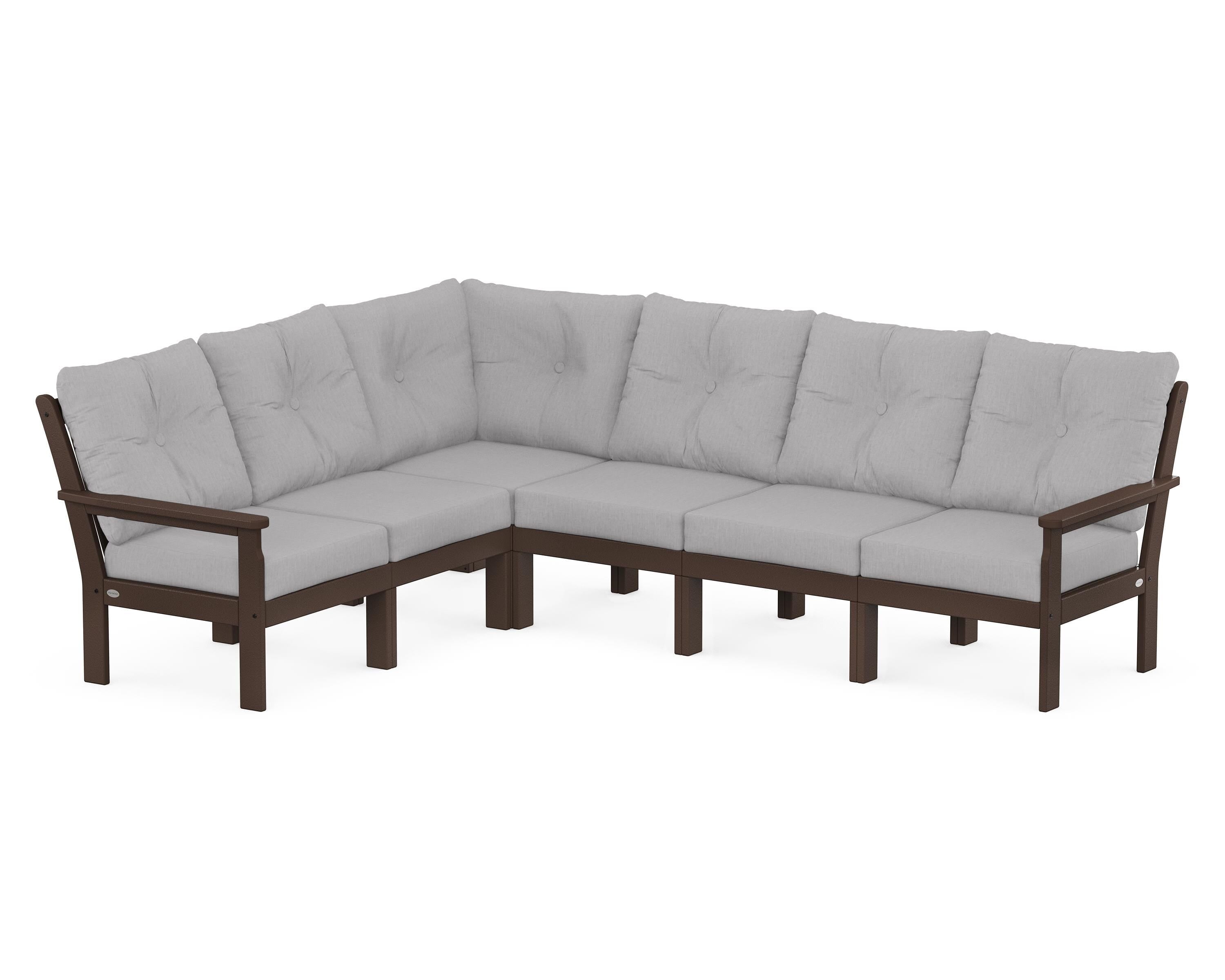 POLYWOOD Vineyard 6-Piece Sectional in Mahogany / Granite