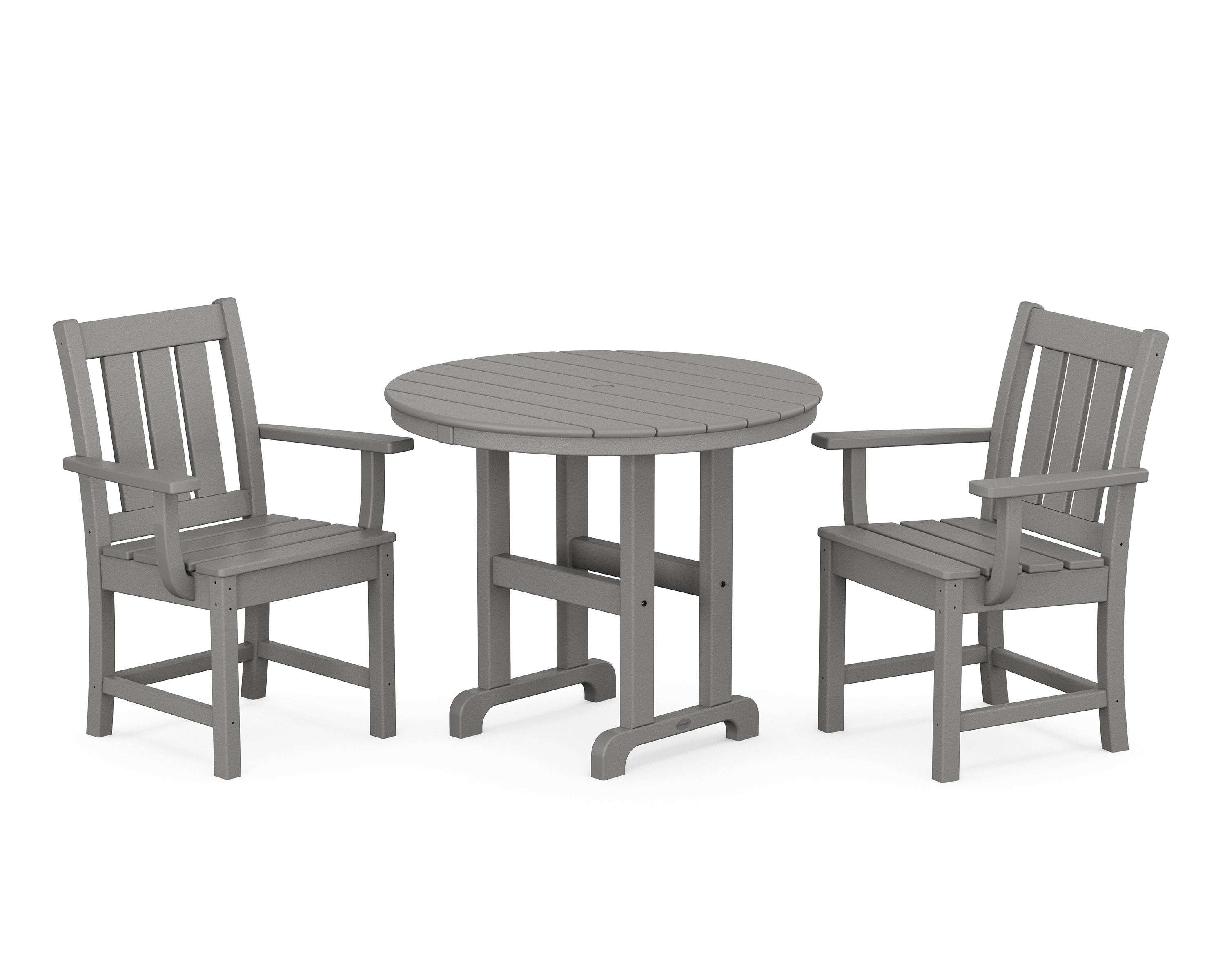 POLYWOOD® Oxford 3-Piece Farmhouse Dining Set in Slate Grey
