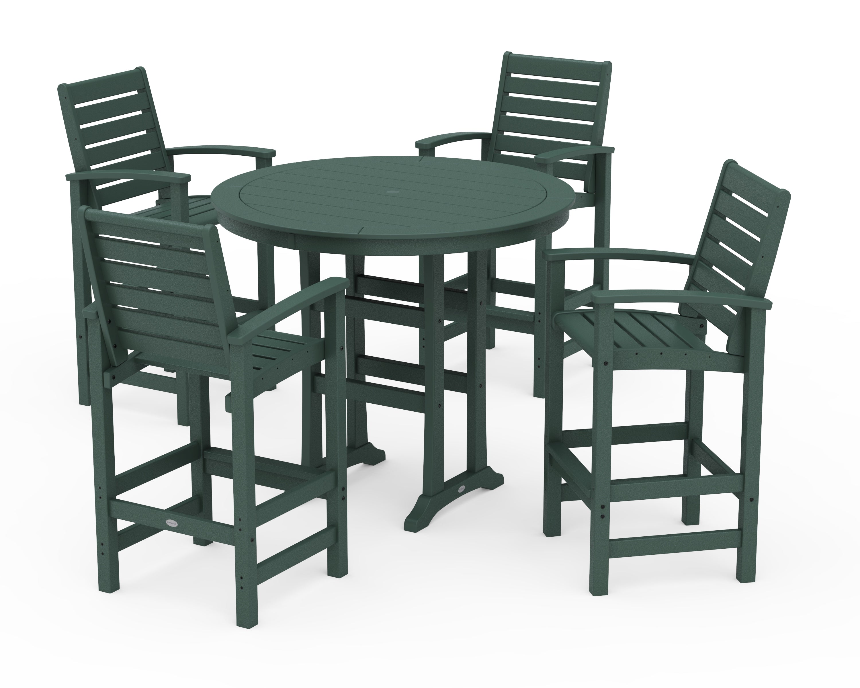 POLYWOOD 5 Piece Signature Bar Dining Set in Green