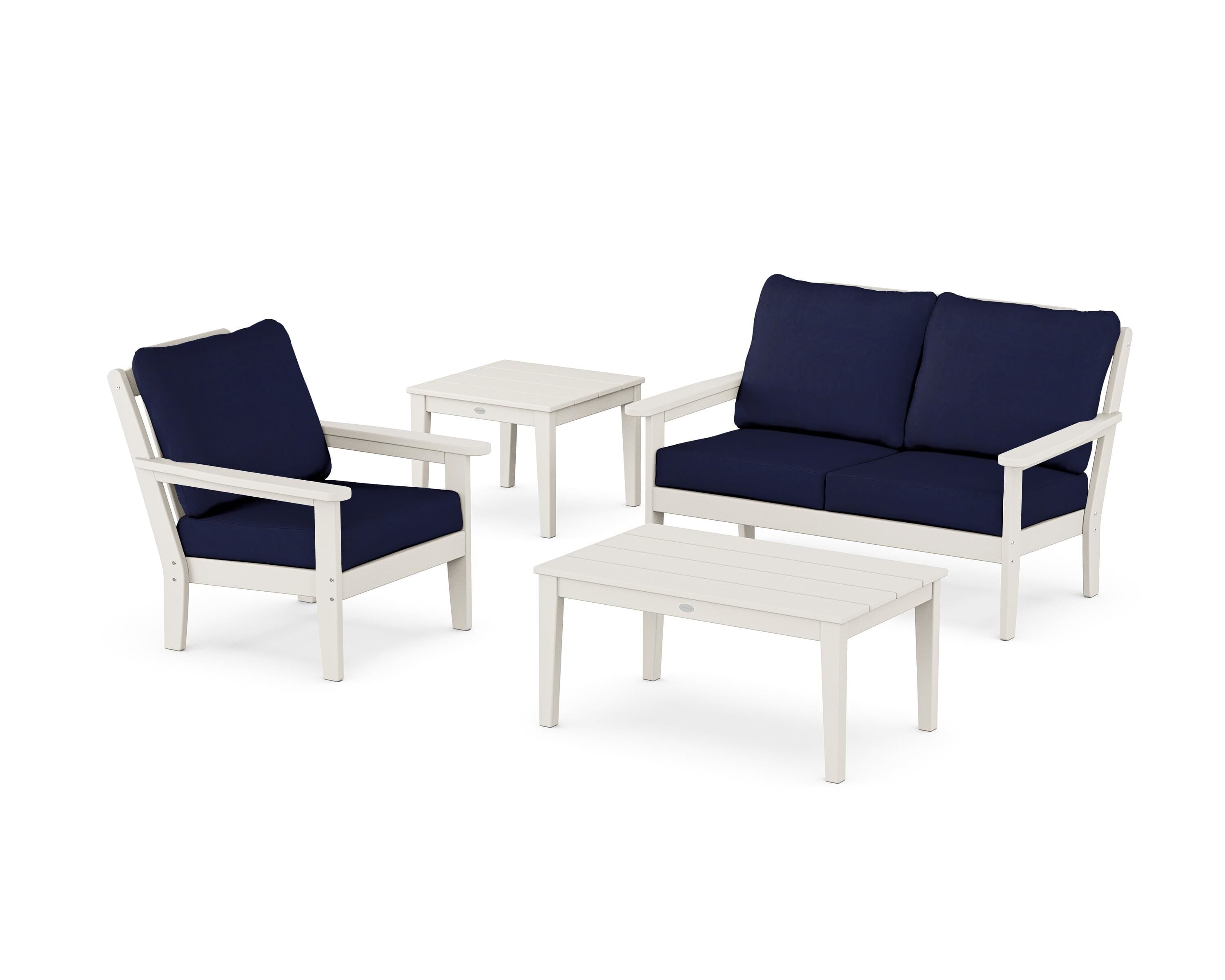 Country Living Wovendale 4-Piece Deep Seating Set in Sand / Navy
