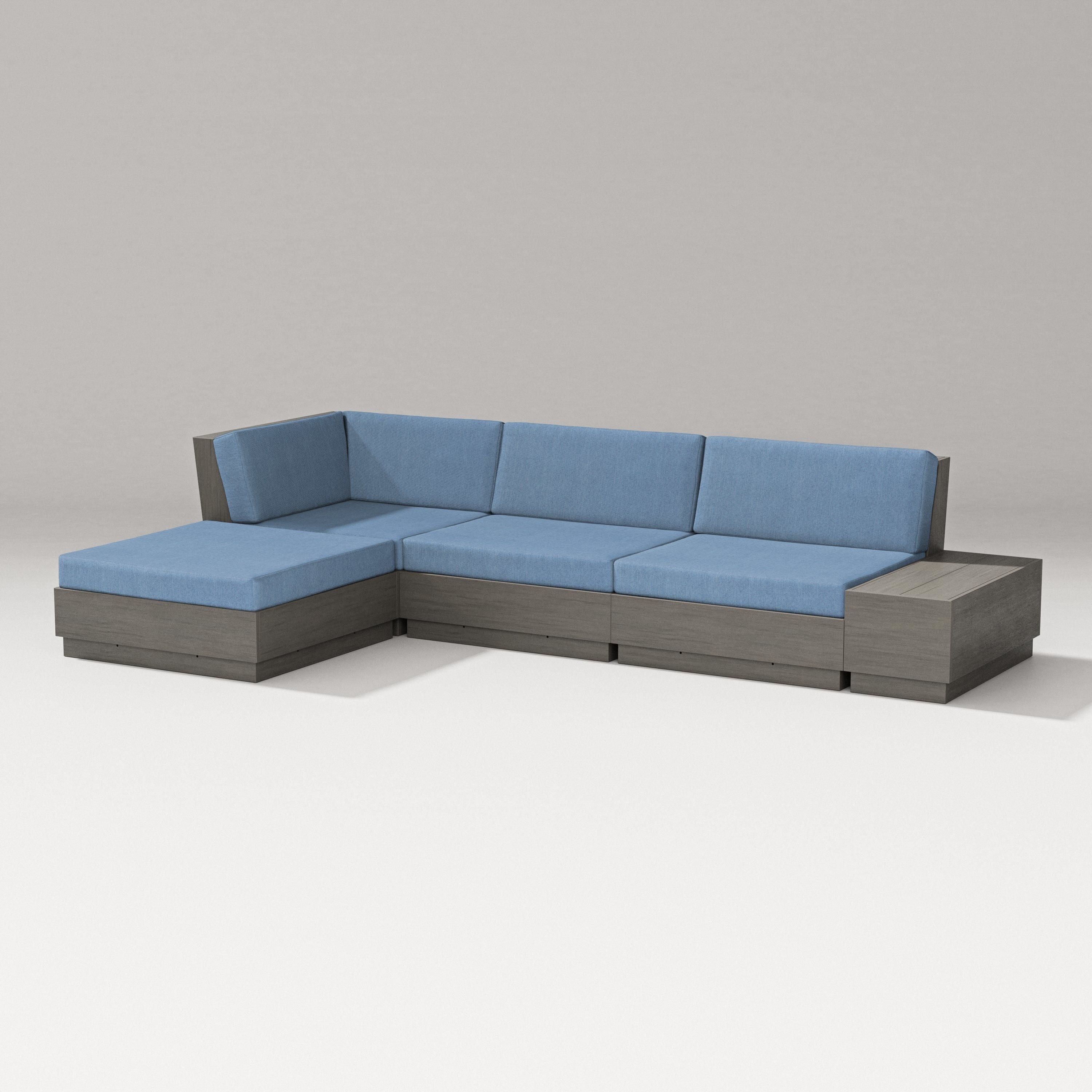 PW Designer Series Elevate Chaise Sectional in Driftwood / Sky Blue