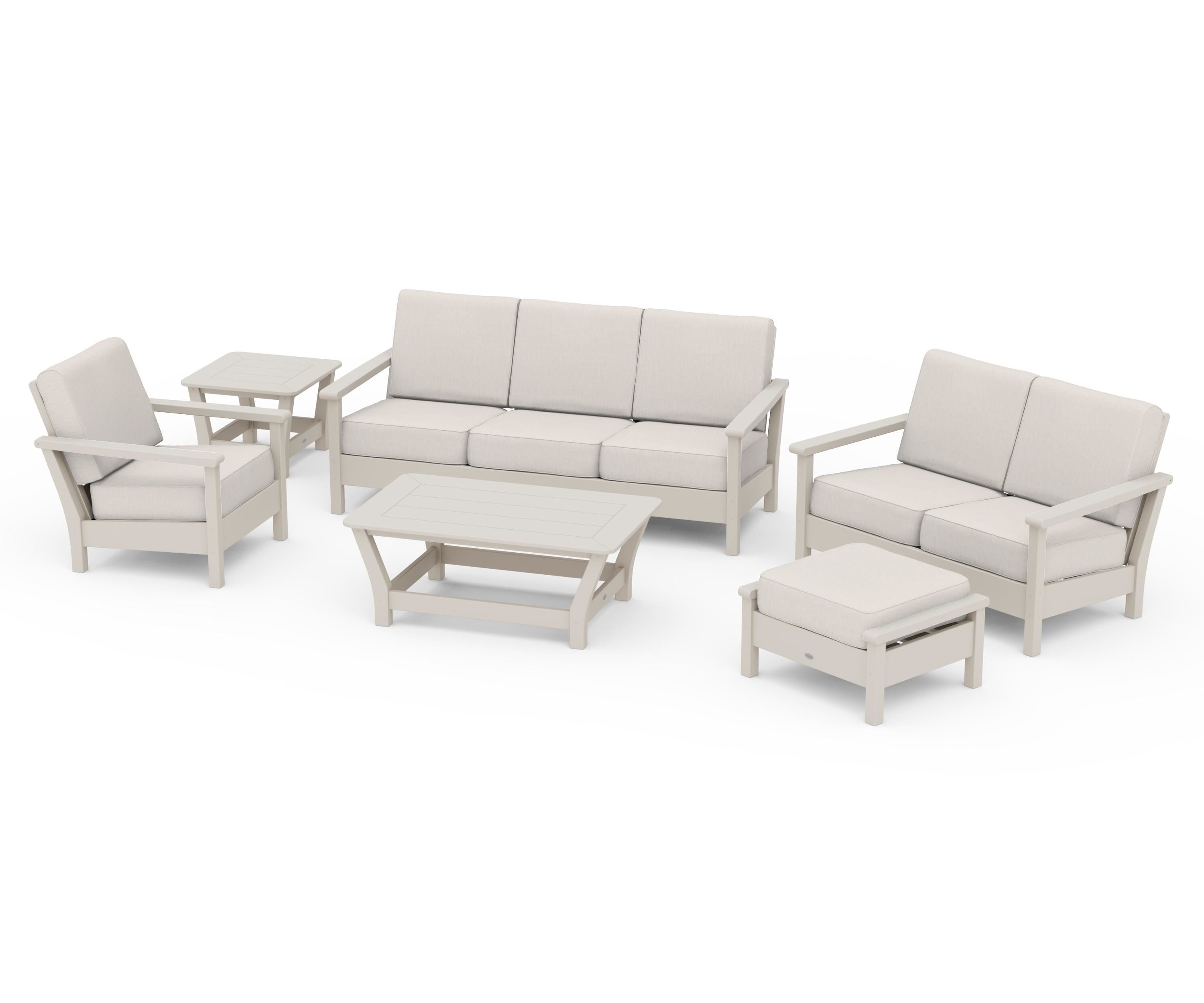 POLYWOOD Harbour 6-Piece Outdoor Living Set in Sand / Cast Ash