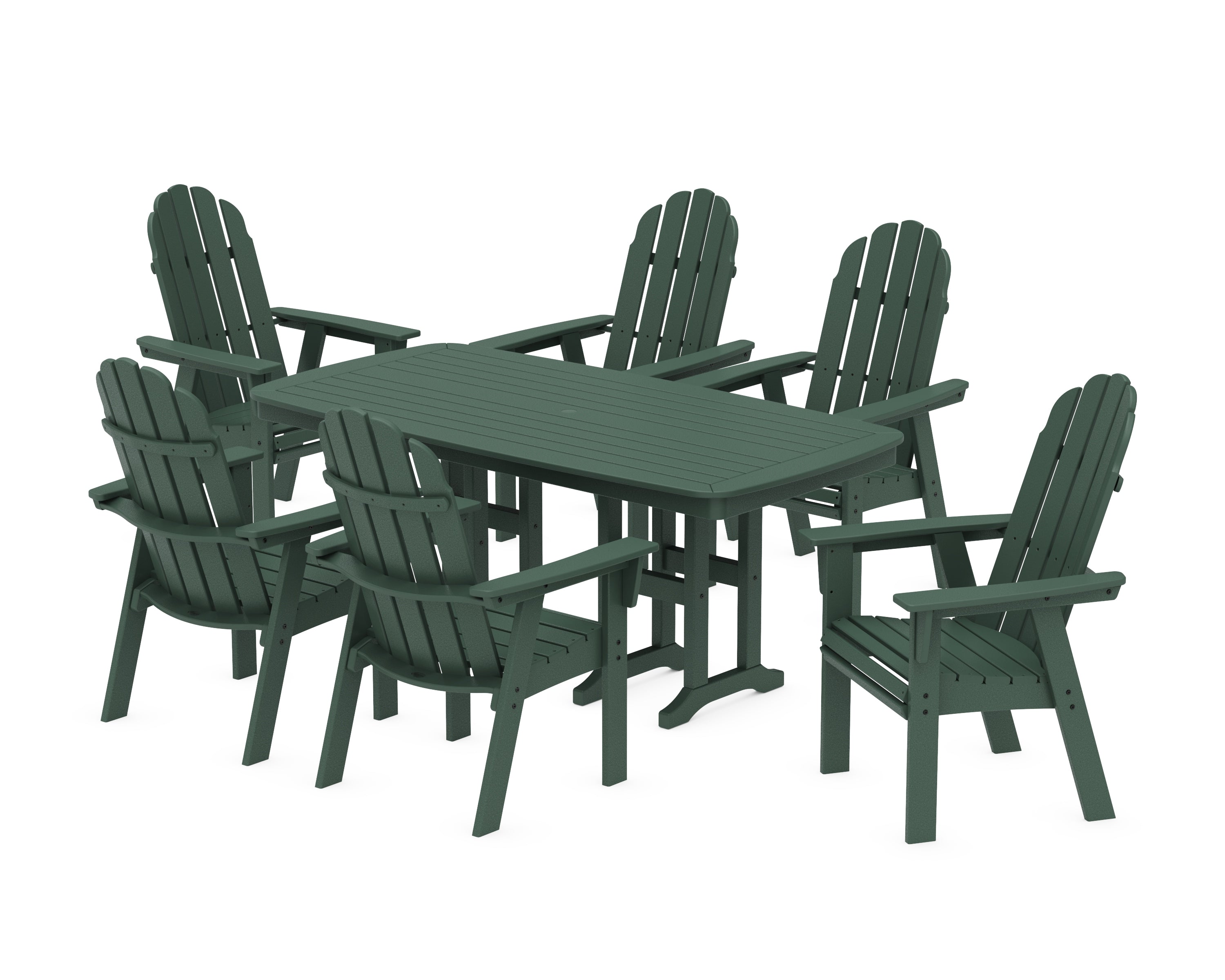 POLYWOOD Vineyard Curveback Adirondack Chair 7-Piece Dining Set in Green