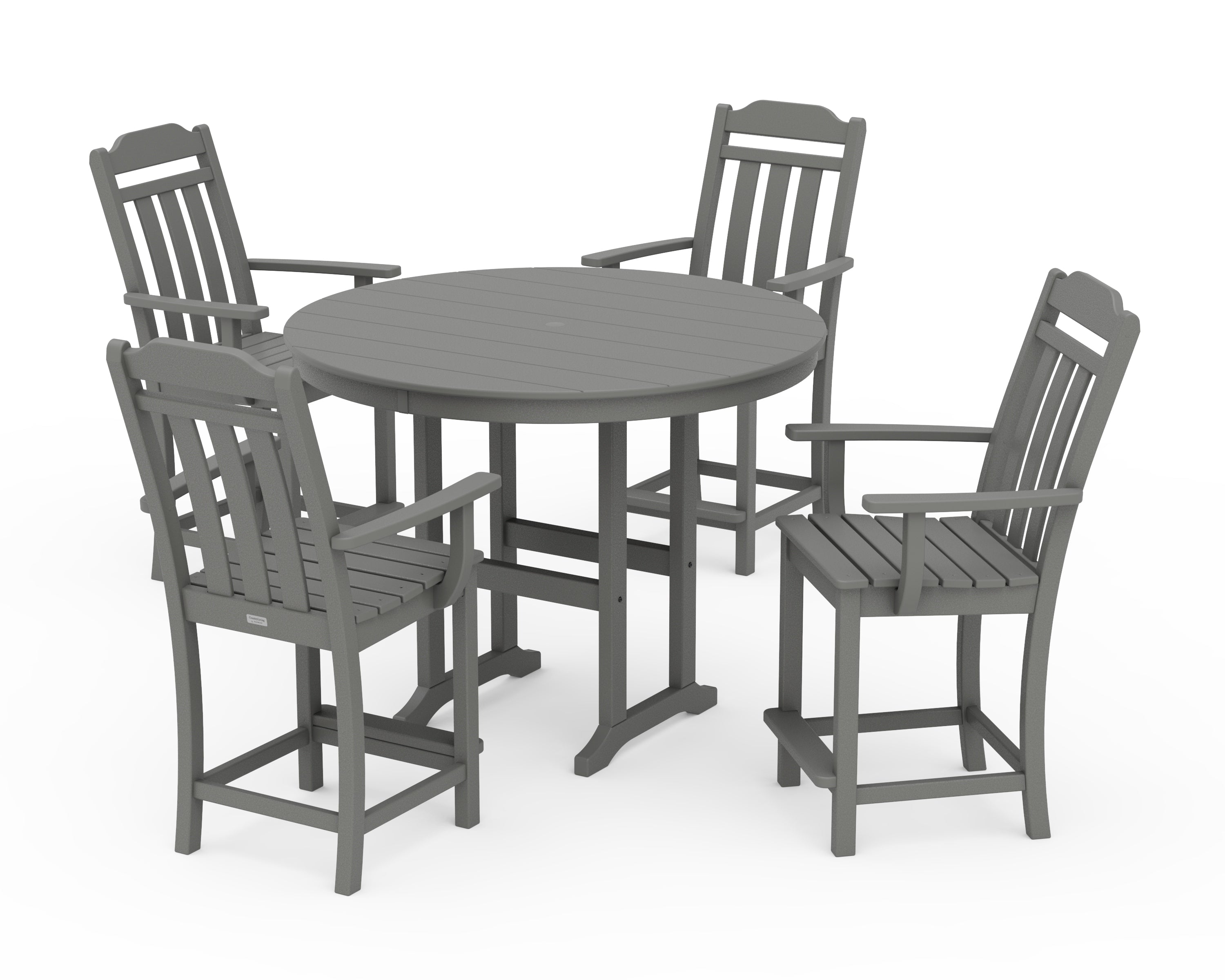 Country Living Cottage 5-Piece Round Farmhouse Counter Set in Slate Grey
