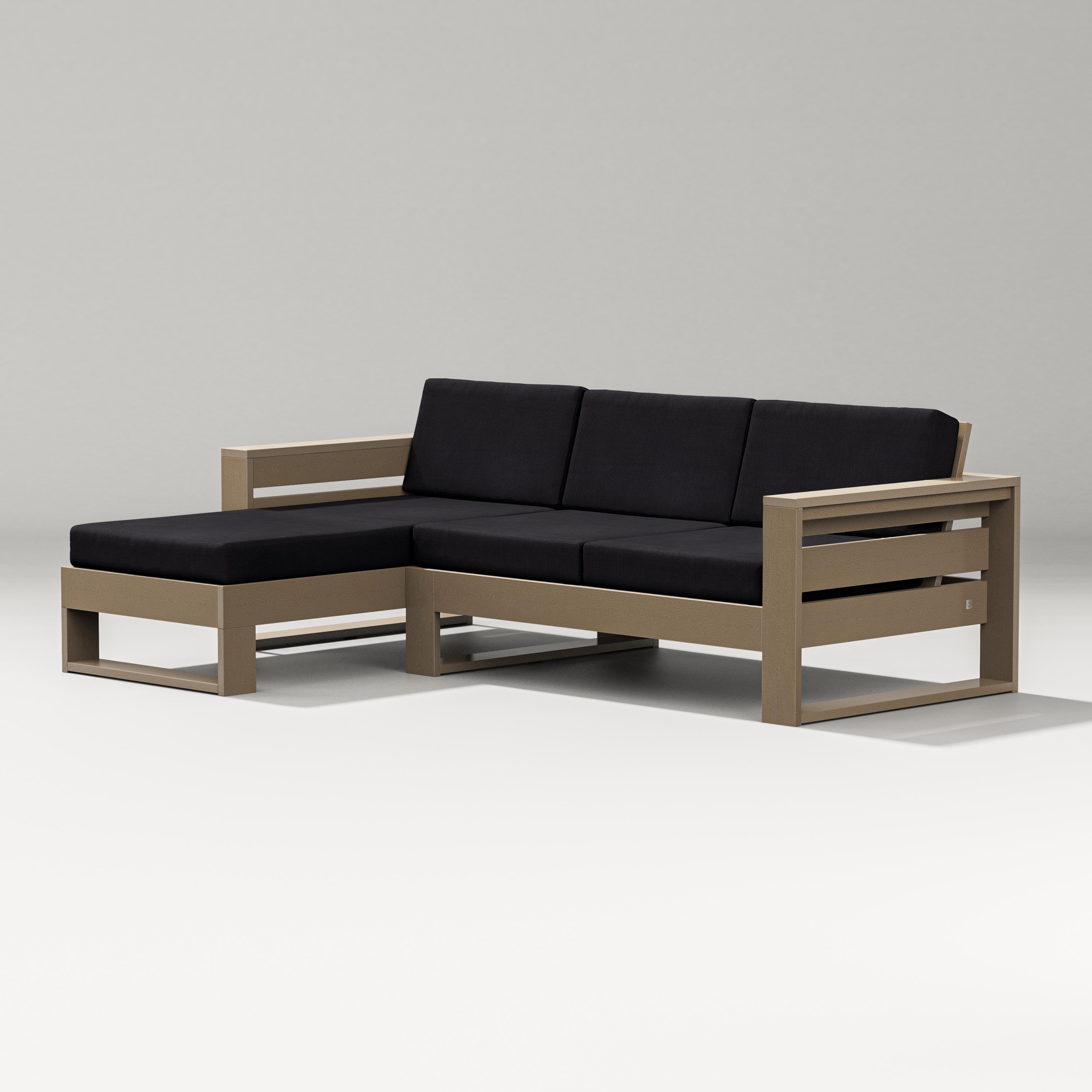 PW Designer Series Latitude Left Chaise Sectional in Vintage Sahara / Midnight Linen