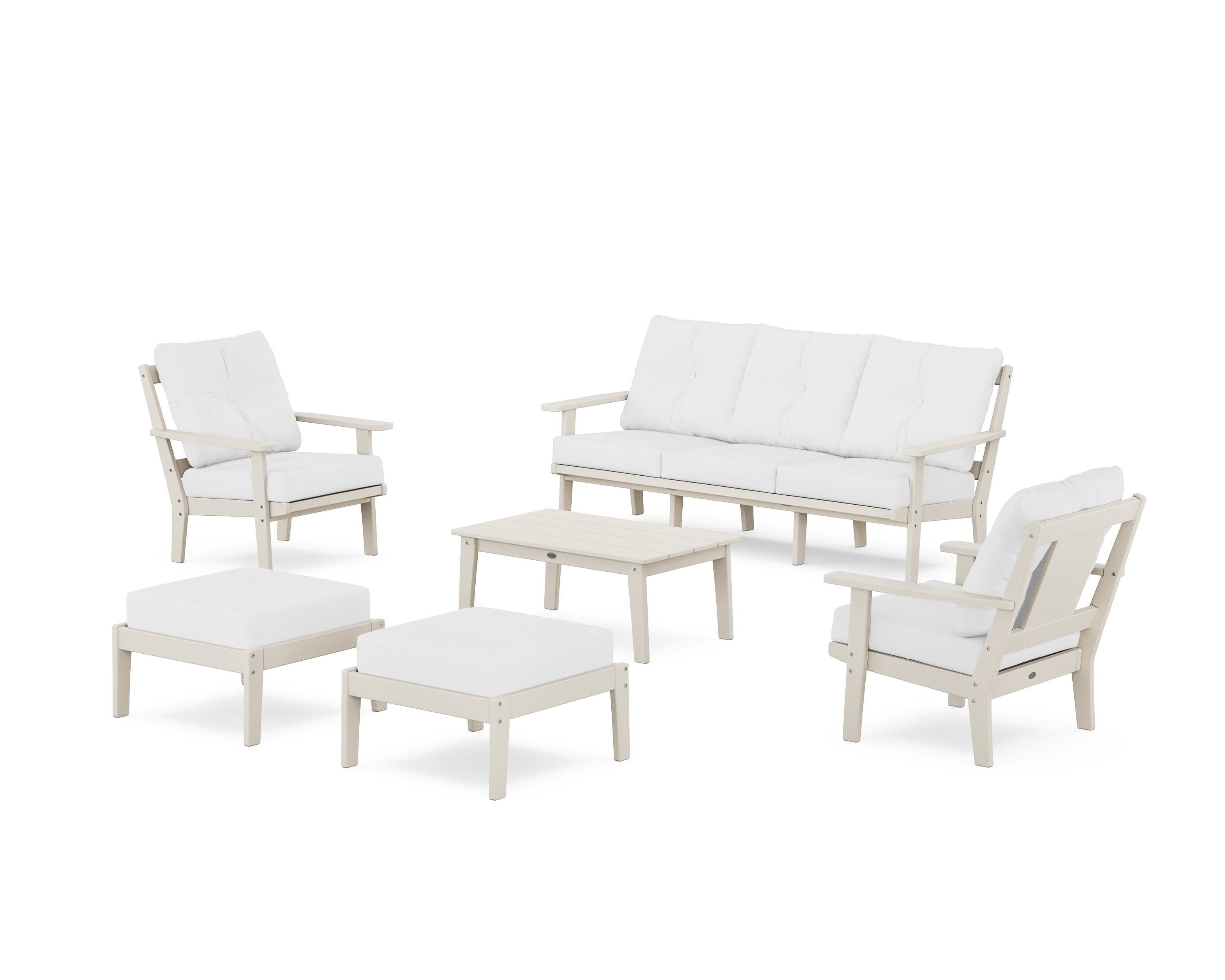 POLYWOOD Prairie 6-Piece Lounge Sofa Set in Sand / Natural