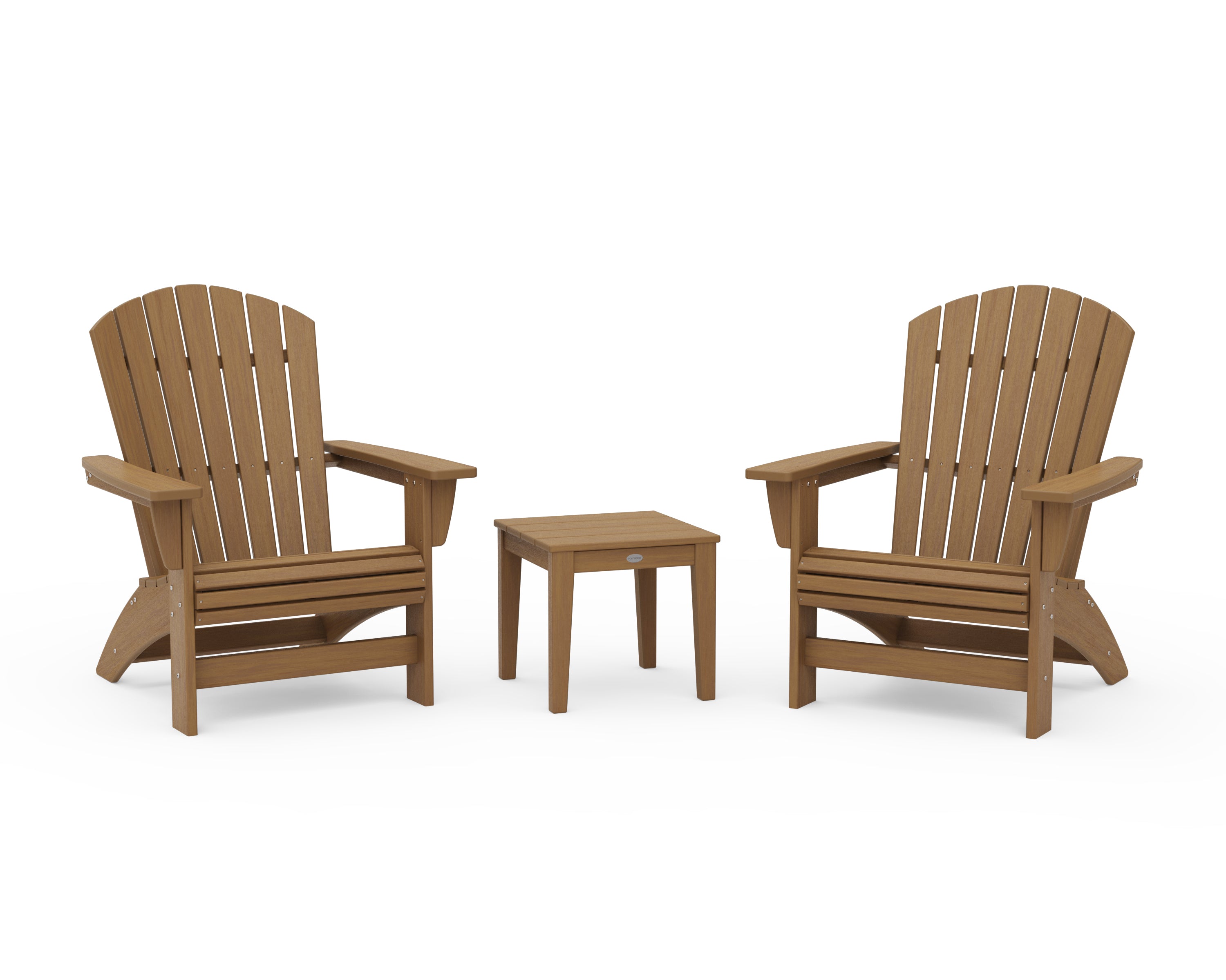 POLYWOOD 3-Piece Nautical Grand Adirondack Set in Natural