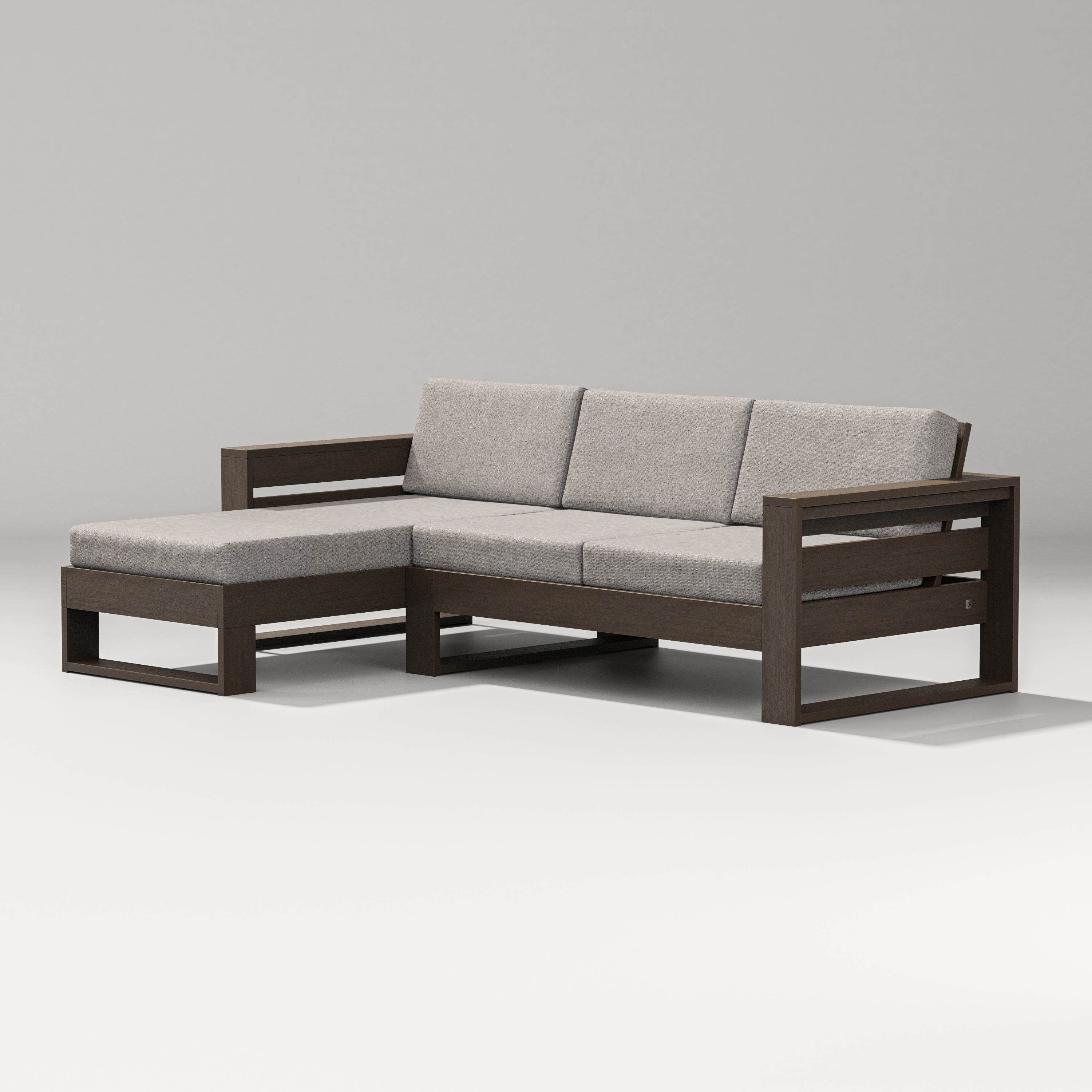 PW Designer Series Latitude Left Chaise Sectional in Kona / Weathered Tweed