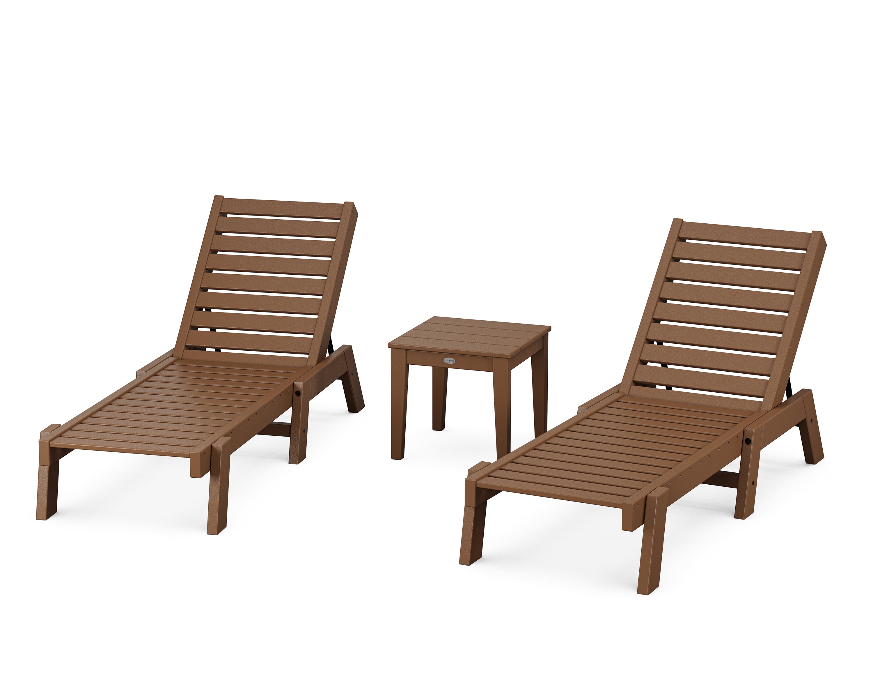 POLYWOOD Captain Chaise 3-Piece Set in Teak