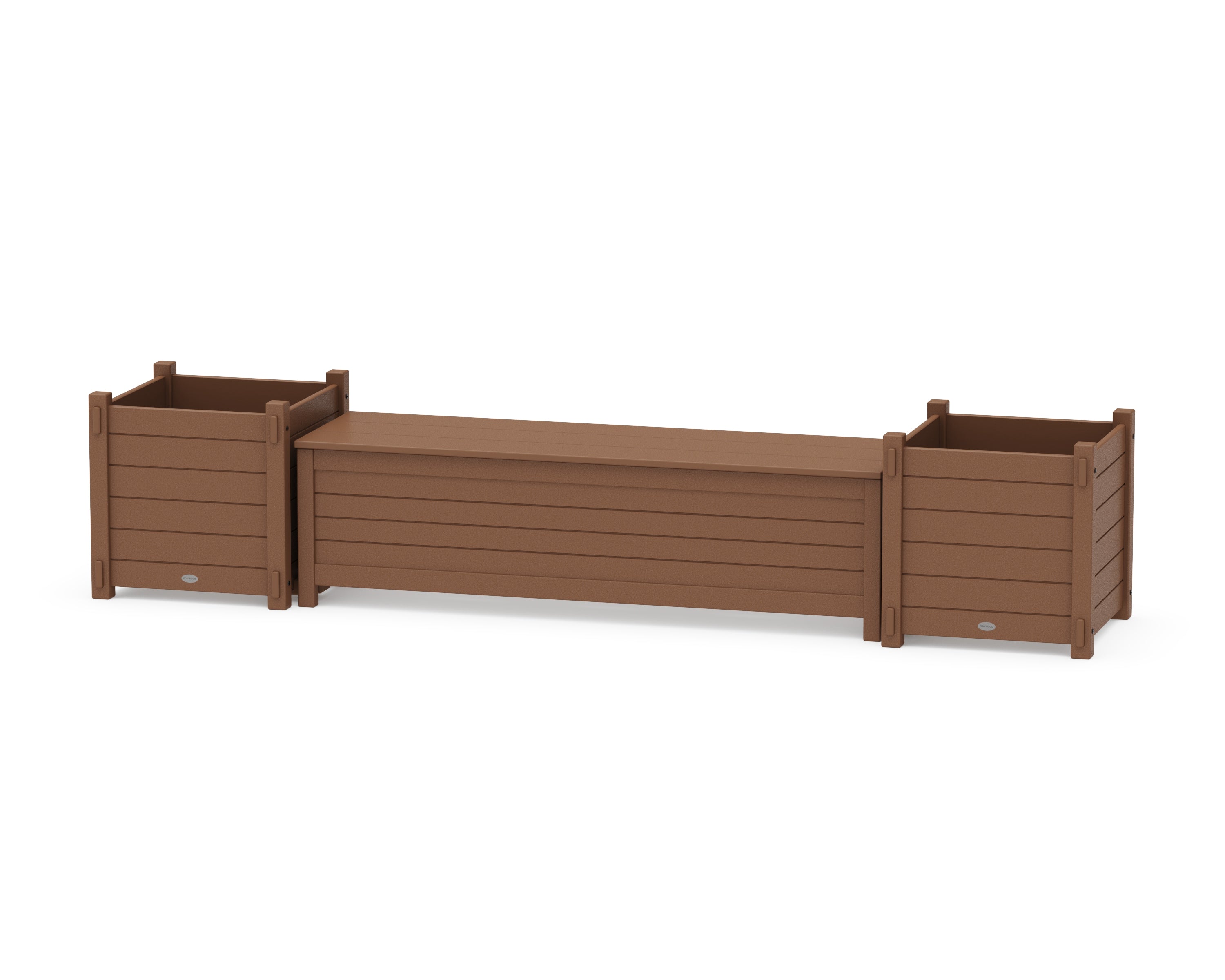 POLYWOOD 60" Nautical Straight Planter Storage Bench Set- Large in Teak