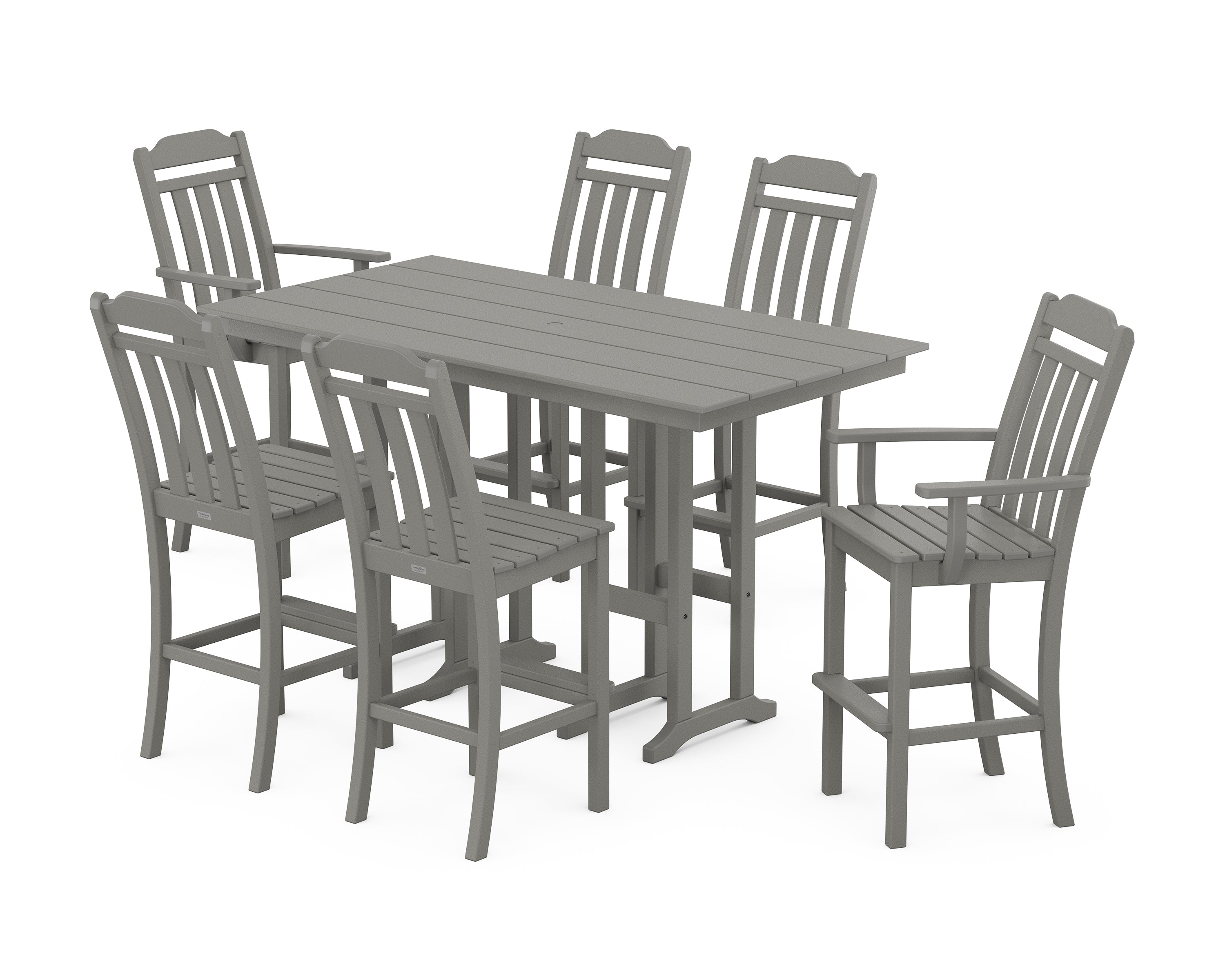 POLYWOOD Country Living 7-Piece Farmhouse Bar Set in Slate Grey