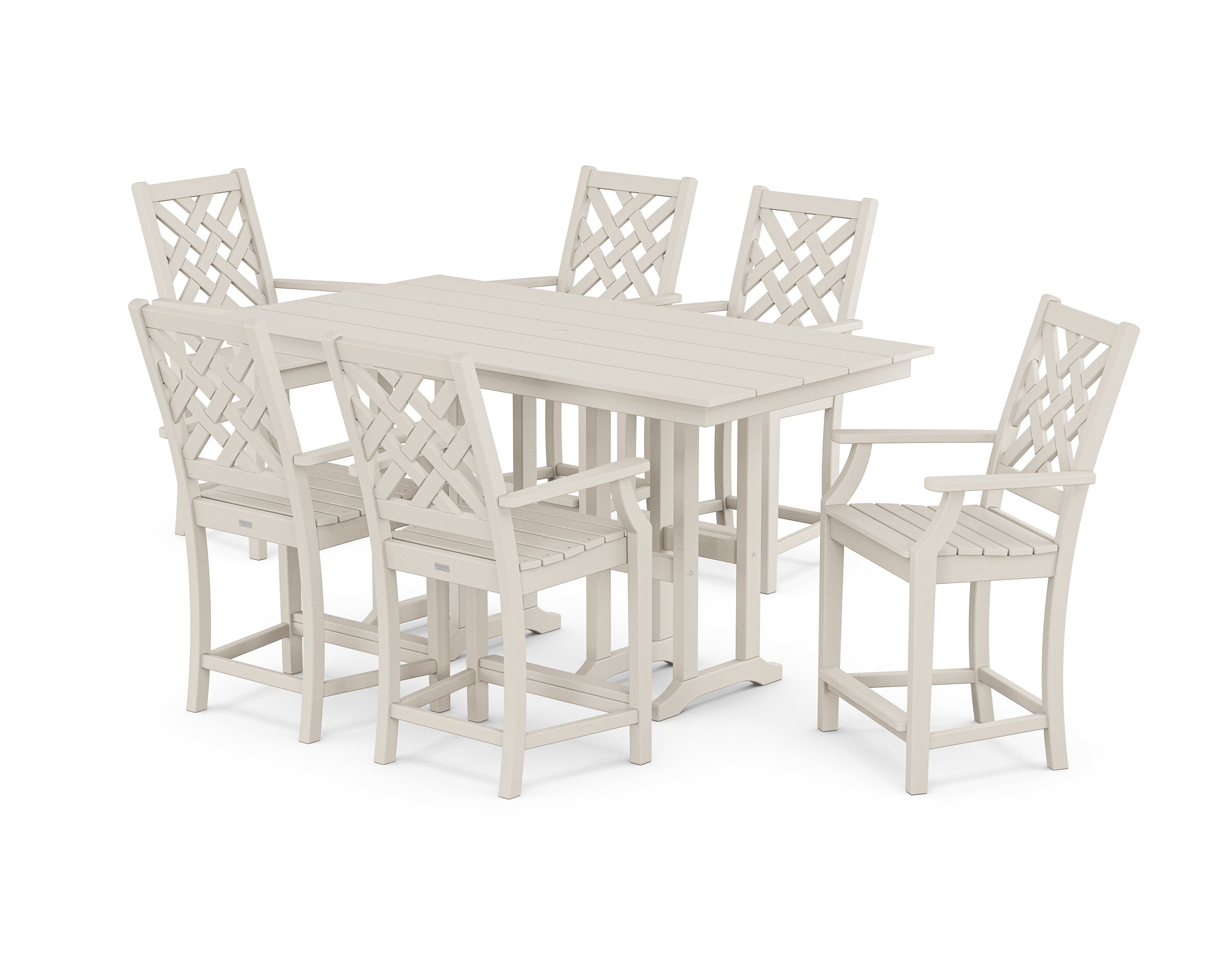 Country Living Wovendale Arm Chair 7-Piece Farmhouse Counter Set in Sand