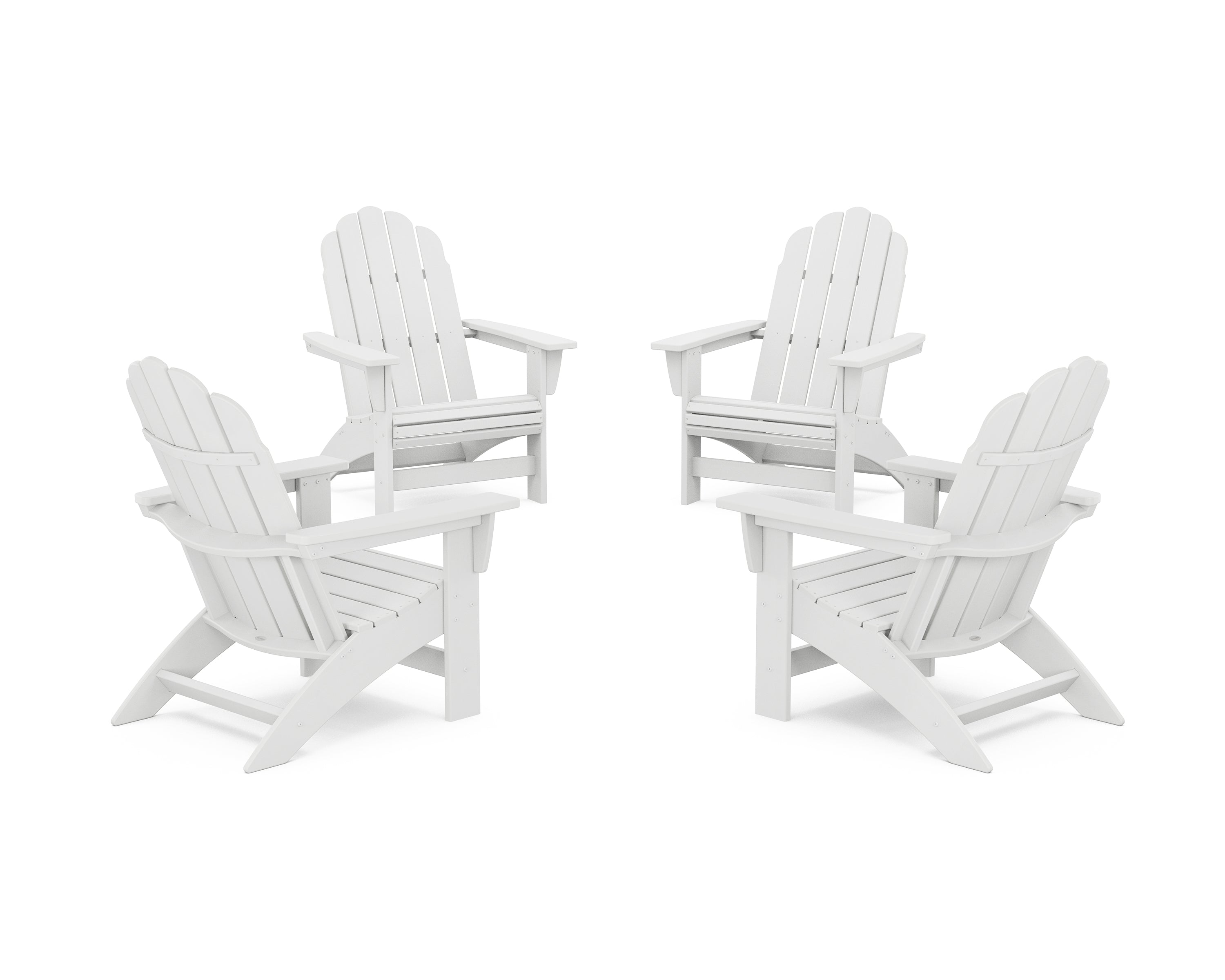 POLYWOOD® 4-Piece Vineyard Grand Adirondack Chair Conversation Set in White