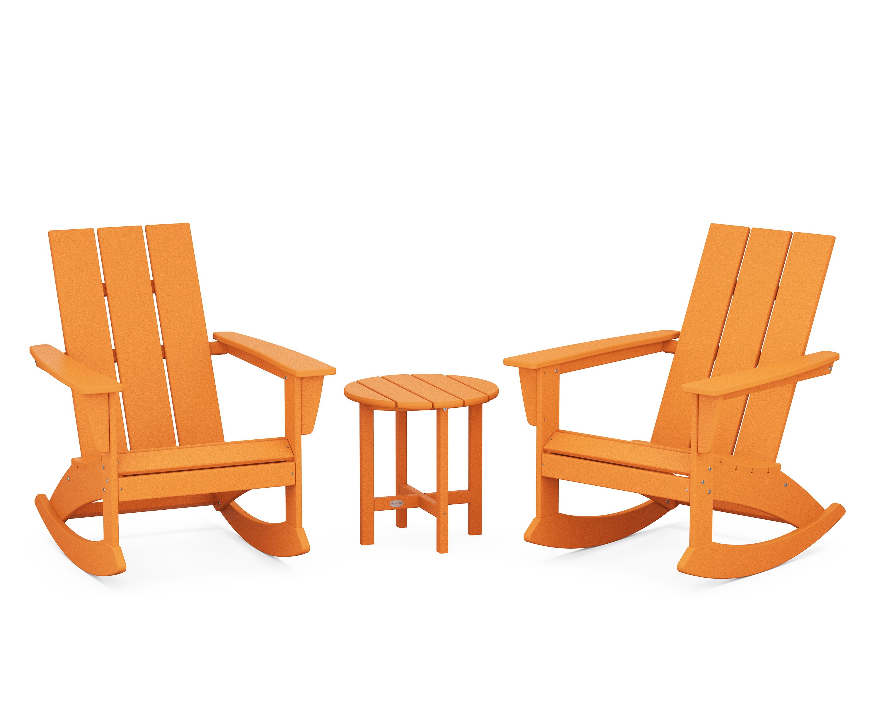 POLYWOOD® Modern 3-Piece Adirondack Rocking Chair Set in Tangerine