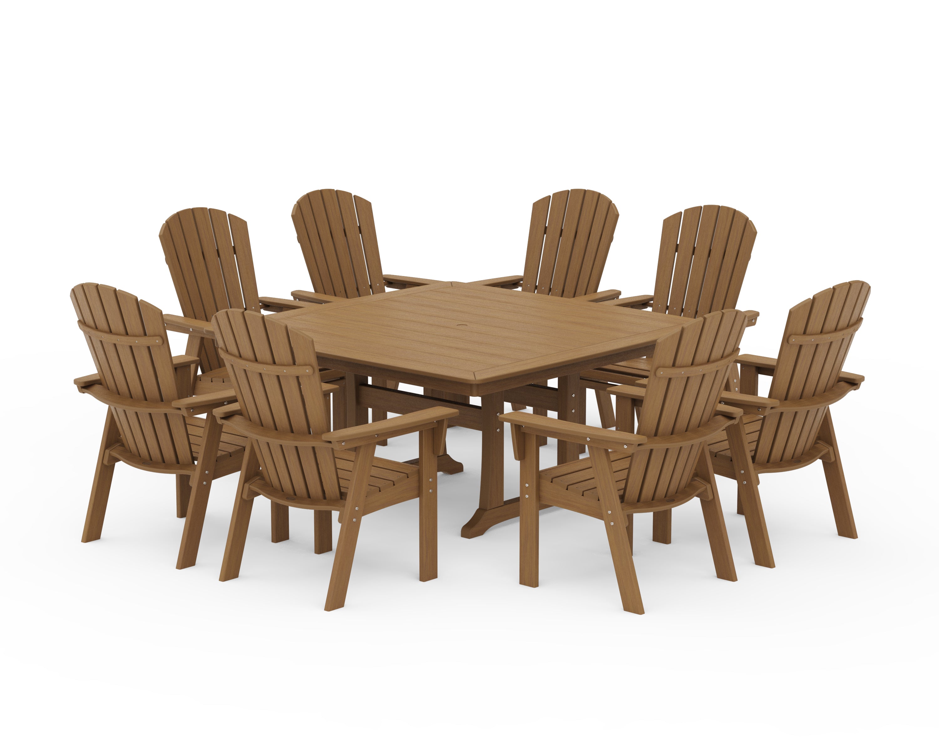 POLYWOOD Nautical Adirondack 9-Piece Trestle Dining Set in Natural