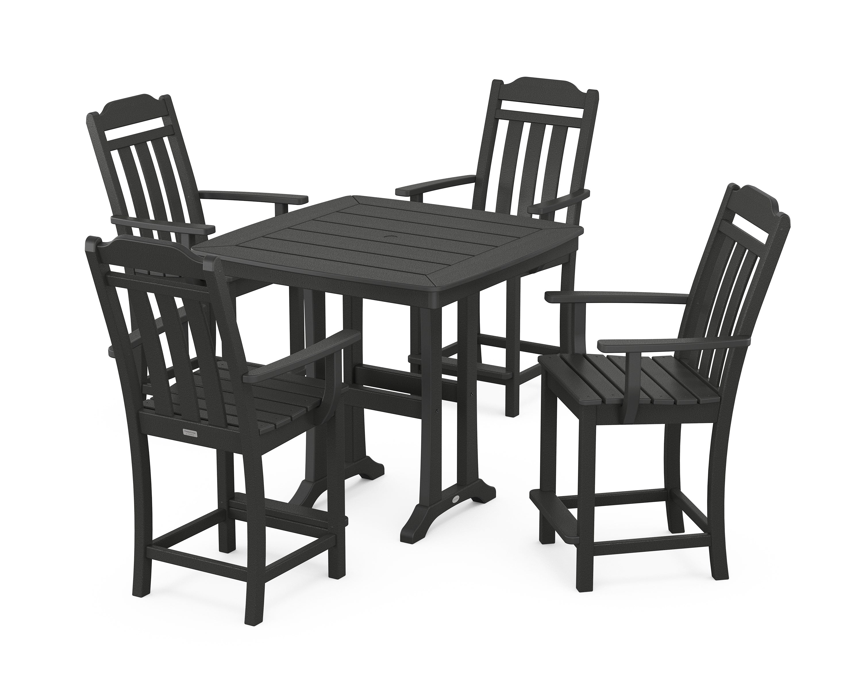 POLYWOOD Country Living 5-Piece Counter Set with Trestle Legs in Black