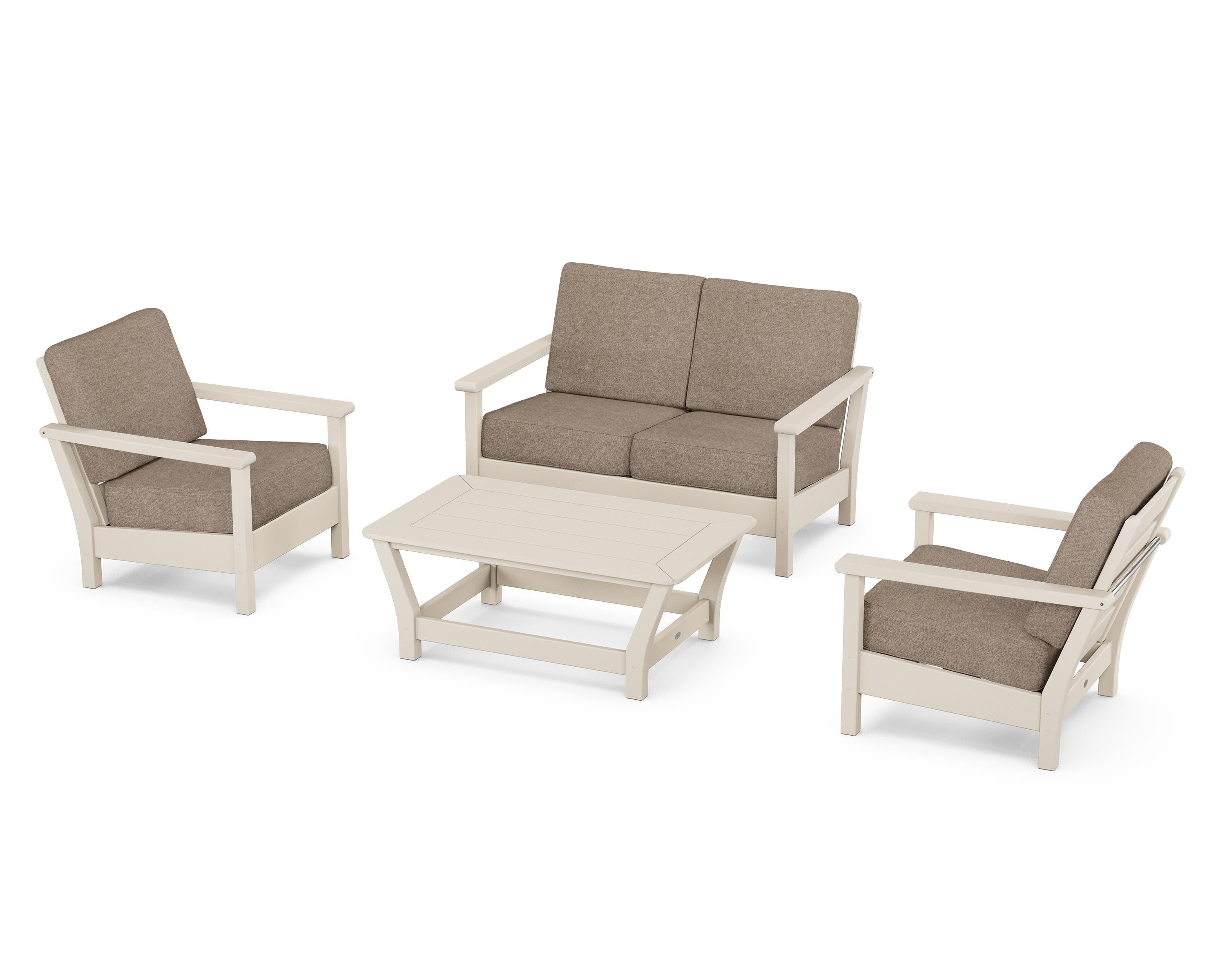 POLYWOOD Harbour 4-Piece Deep Seating Set in Sand / Spiced Burlap