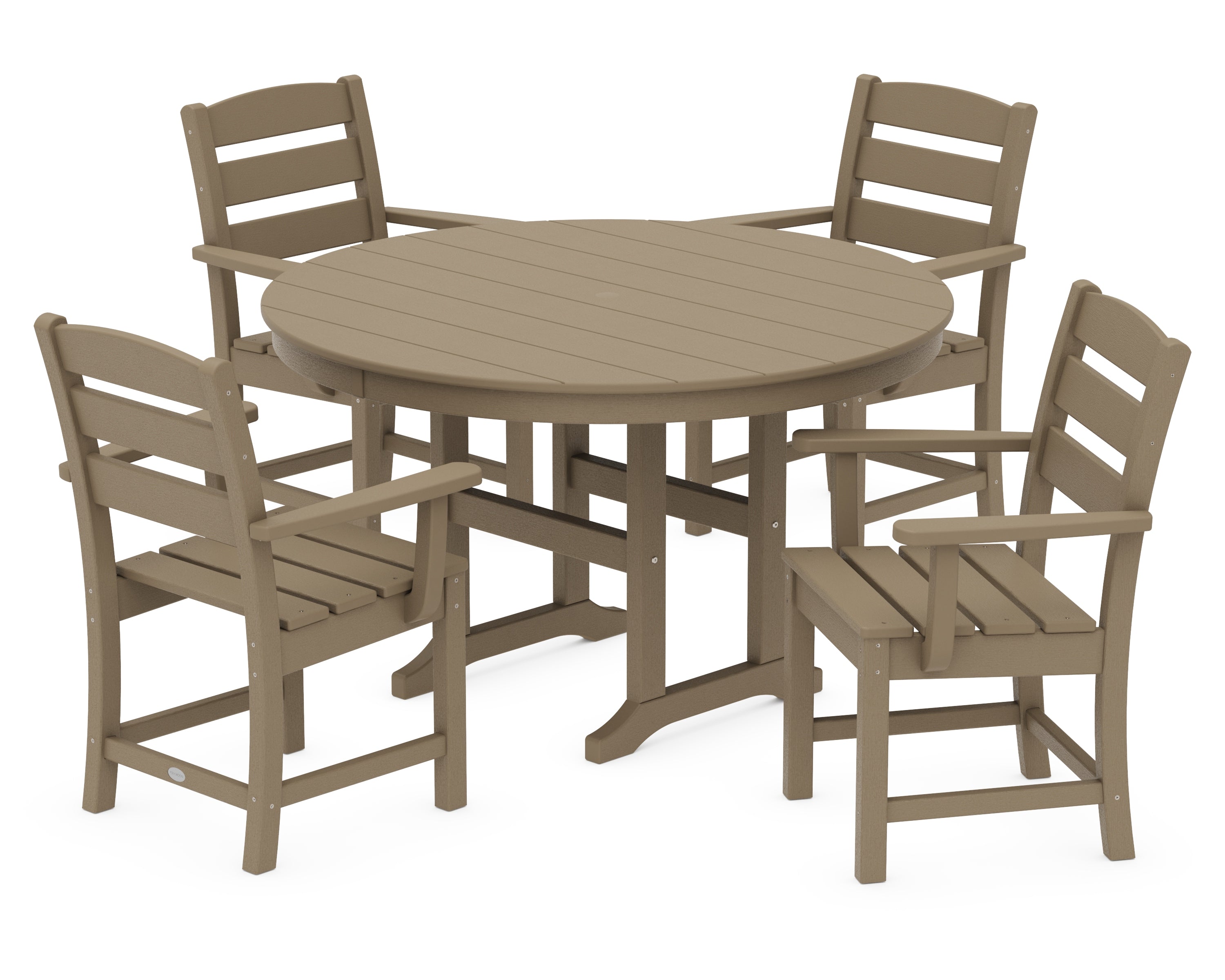 POLYWOOD Lakeside 5-Piece Round Farmhouse Dining Set in Vintage Sahara