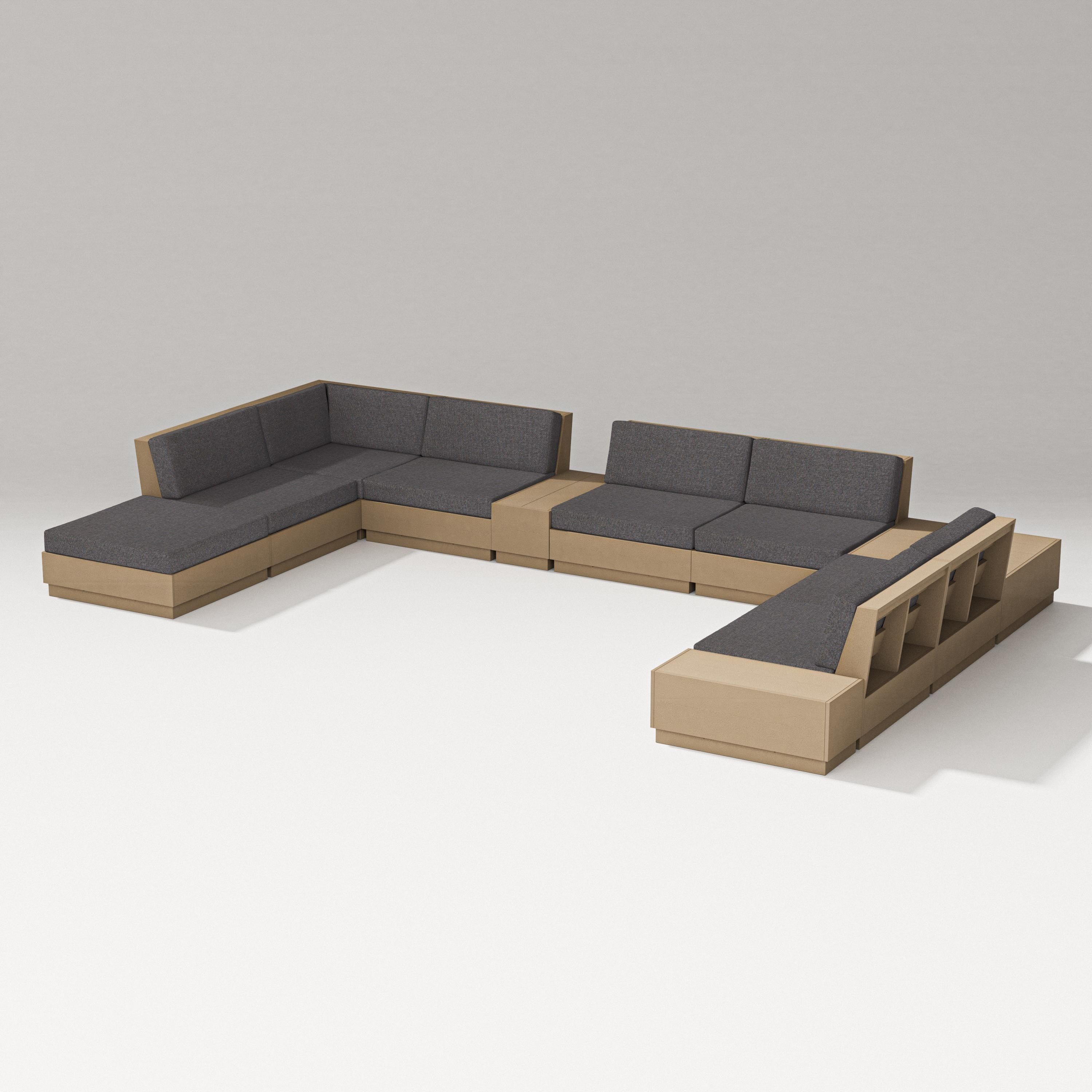PW Designer Series Elevate 11-Piece Conversation Sectional Set in Vintage Sahara / Ash Charcoal