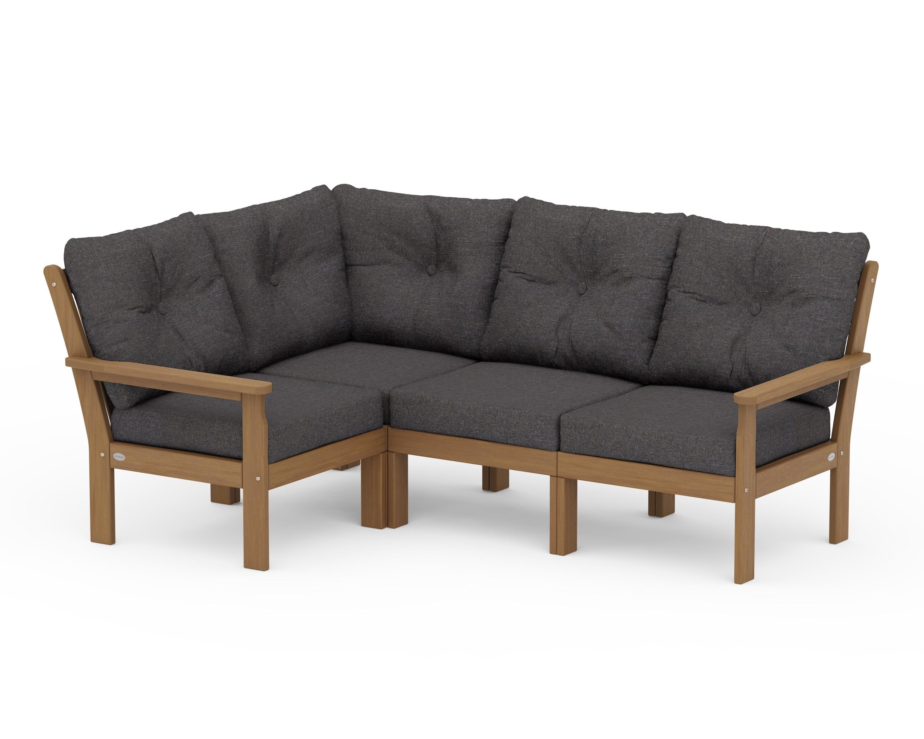 POLYWOOD Vineyard 4-Piece Sectional in Natural / Ash Charcoal