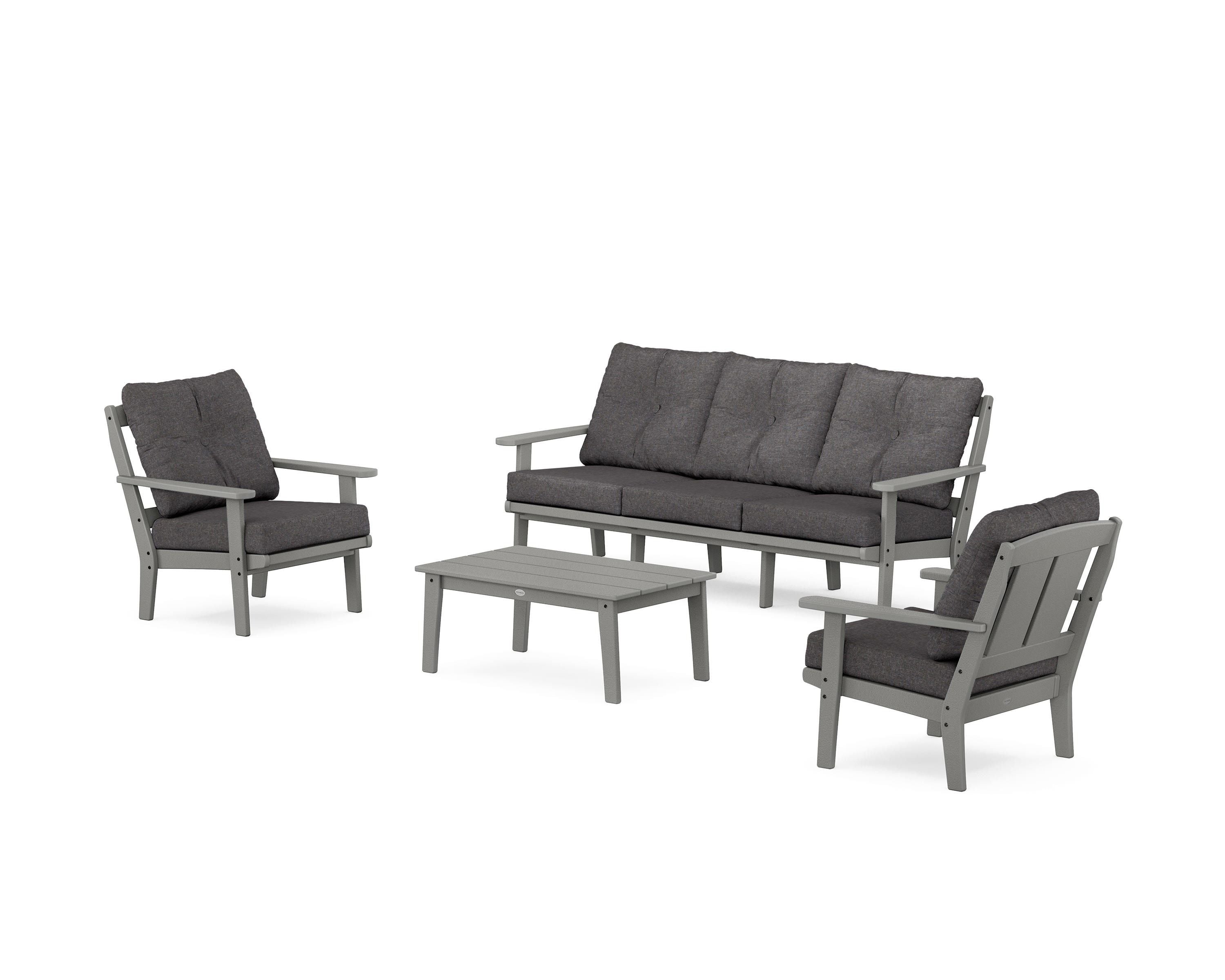 POLYWOOD Mission 4-Piece Deep Seating Set with Sofa in Slate Grey / Ash Charcoal