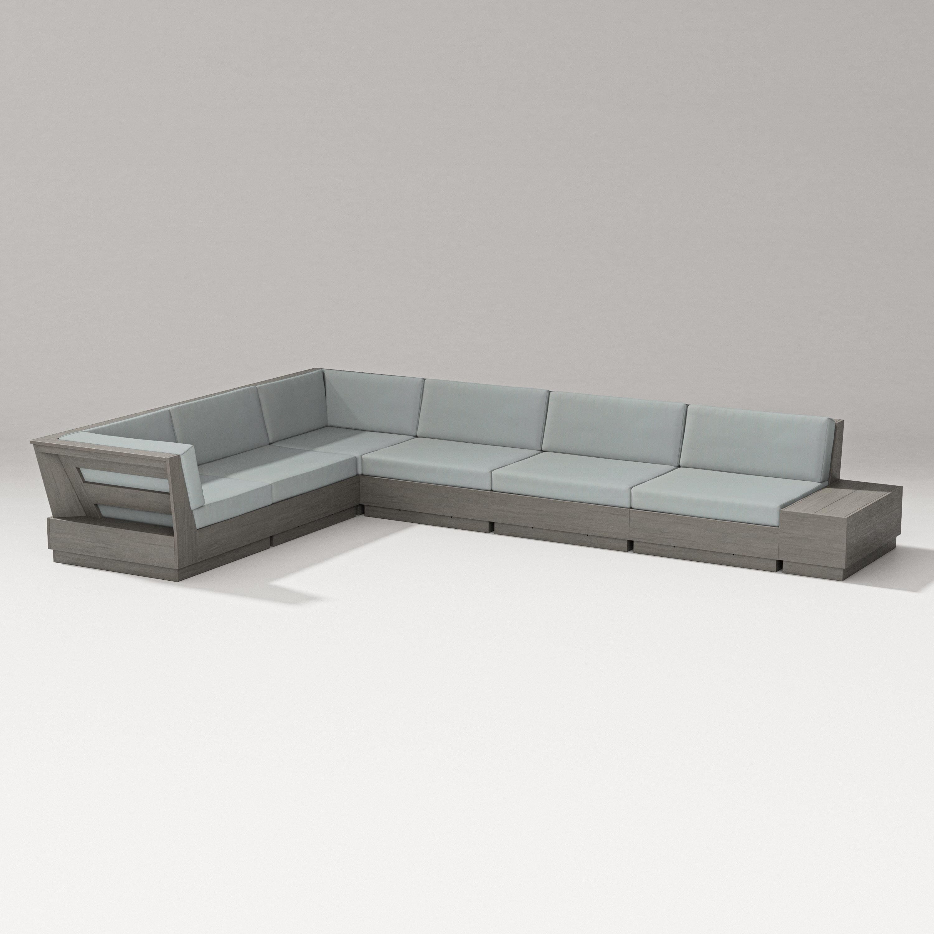 PW Designer Series Elevate 7-Piece Corner Sectional in Driftwood / Spa