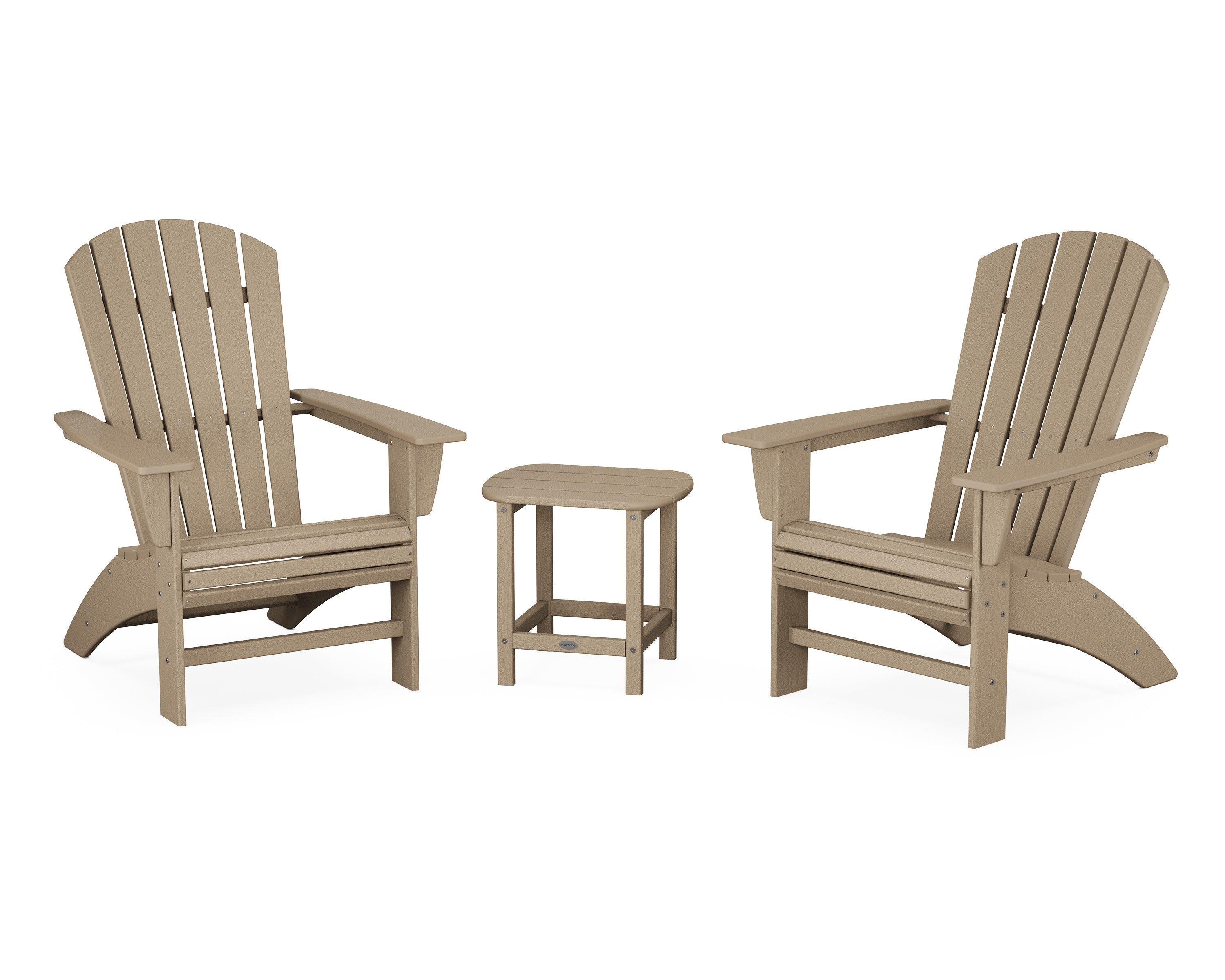 POLYWOOD® Nautical 3-Piece Curveback Adirondack Set in Vintage Sahara