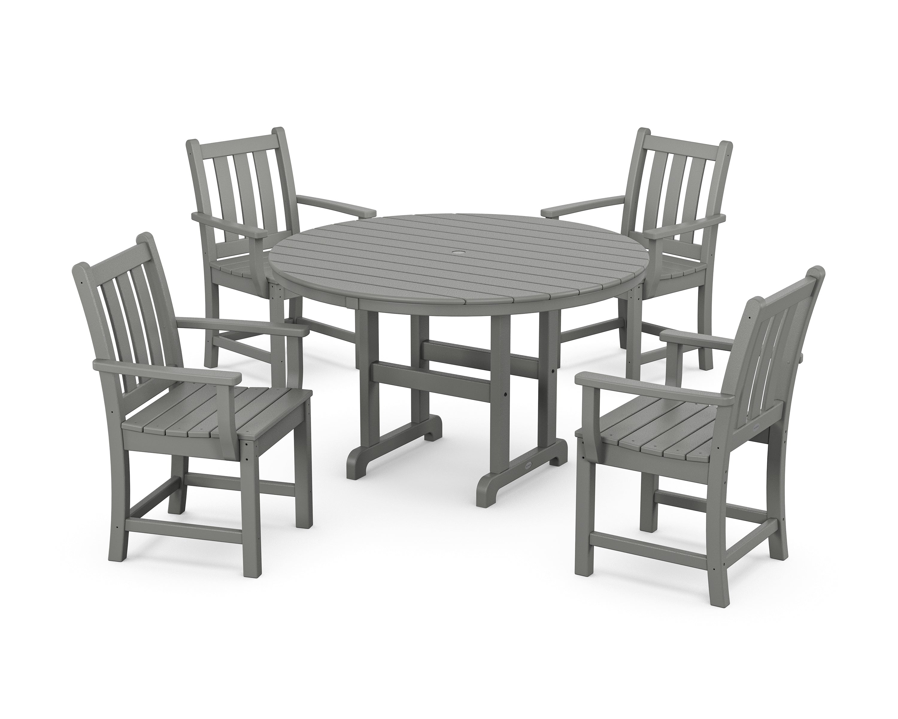 POLYWOOD® Traditional Garden 5-Piece Round Farmhouse Dining Set in Slate Grey