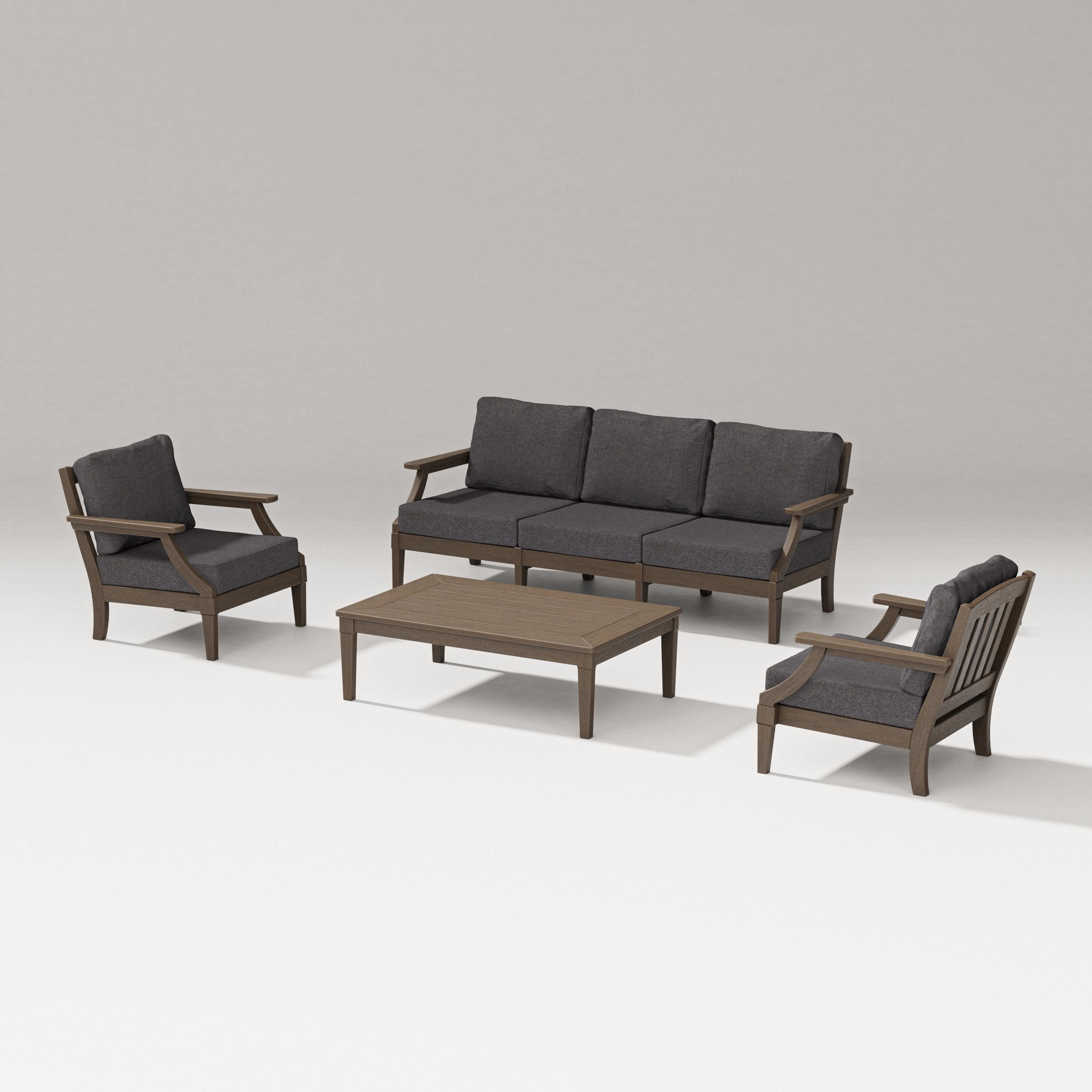 PW Designer Series Estate 4-Piece Lounge Sofa Set in Kona / Ash Charcoal