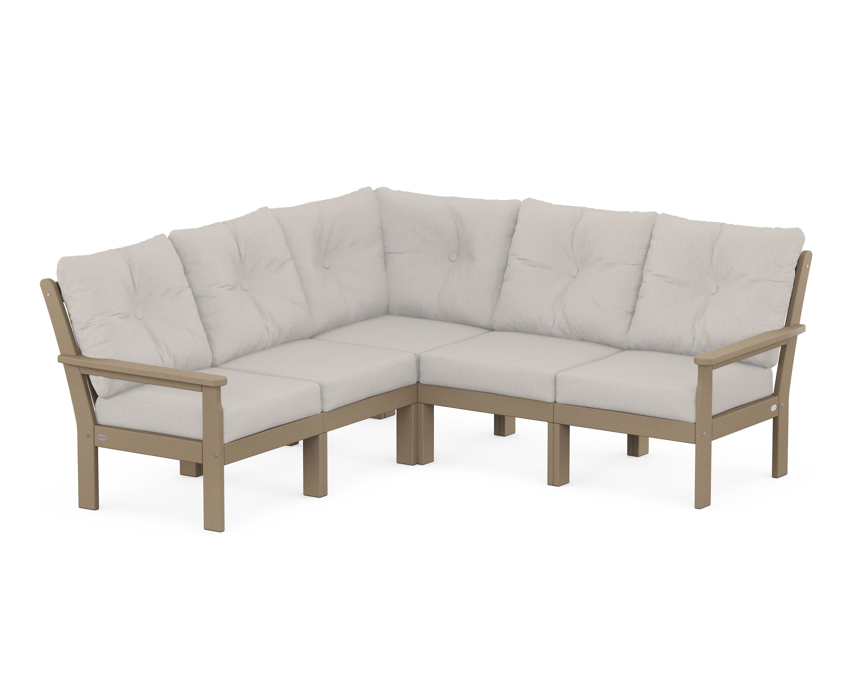 POLYWOOD Vineyard 5-Piece Sectional in Vintage Sahara / Cast Ash