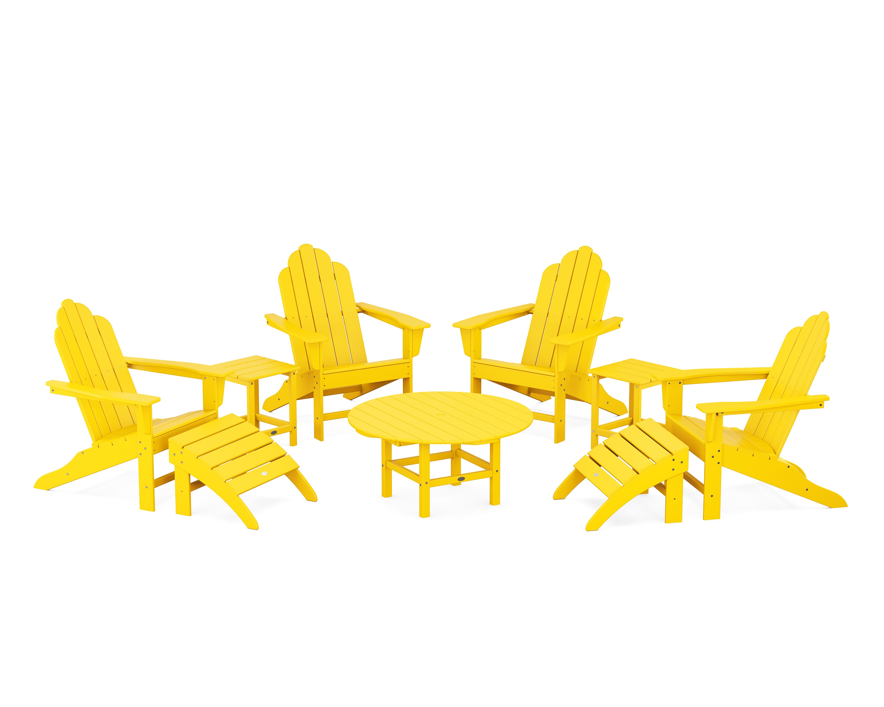 POLYWOOD® Long Island Adirondack 9-Piece Conversation Group in Lemon