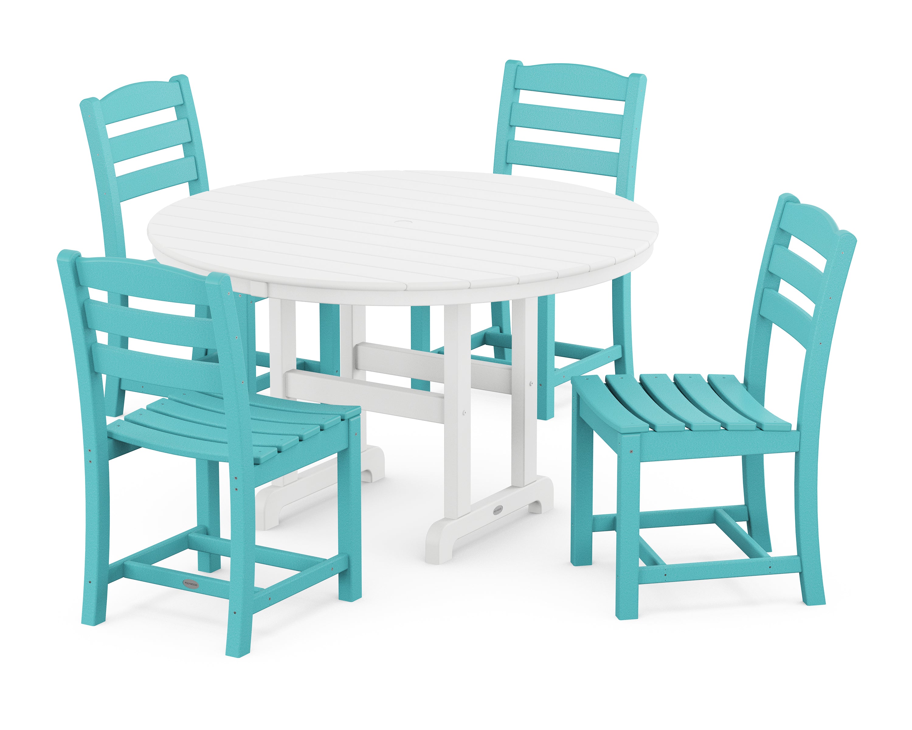 POLYWOOD® La Casa Café Side Chair 5-Piece Round Farmhouse Dining Set in Aruba / White