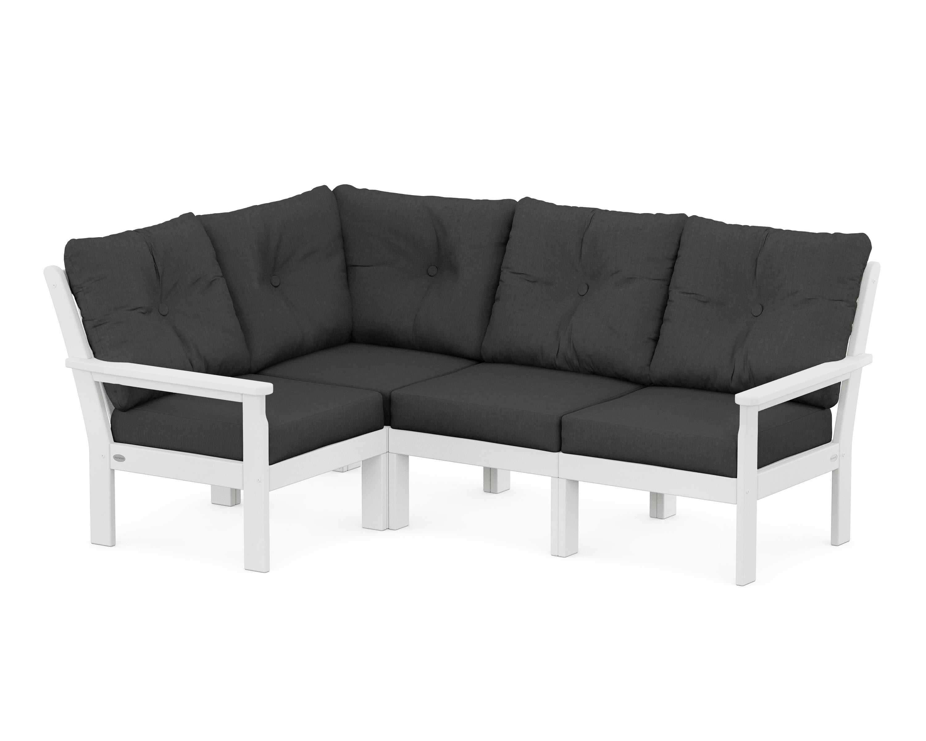 POLYWOOD Vineyard 4-Piece Sectional in White / Spectrum Carbon