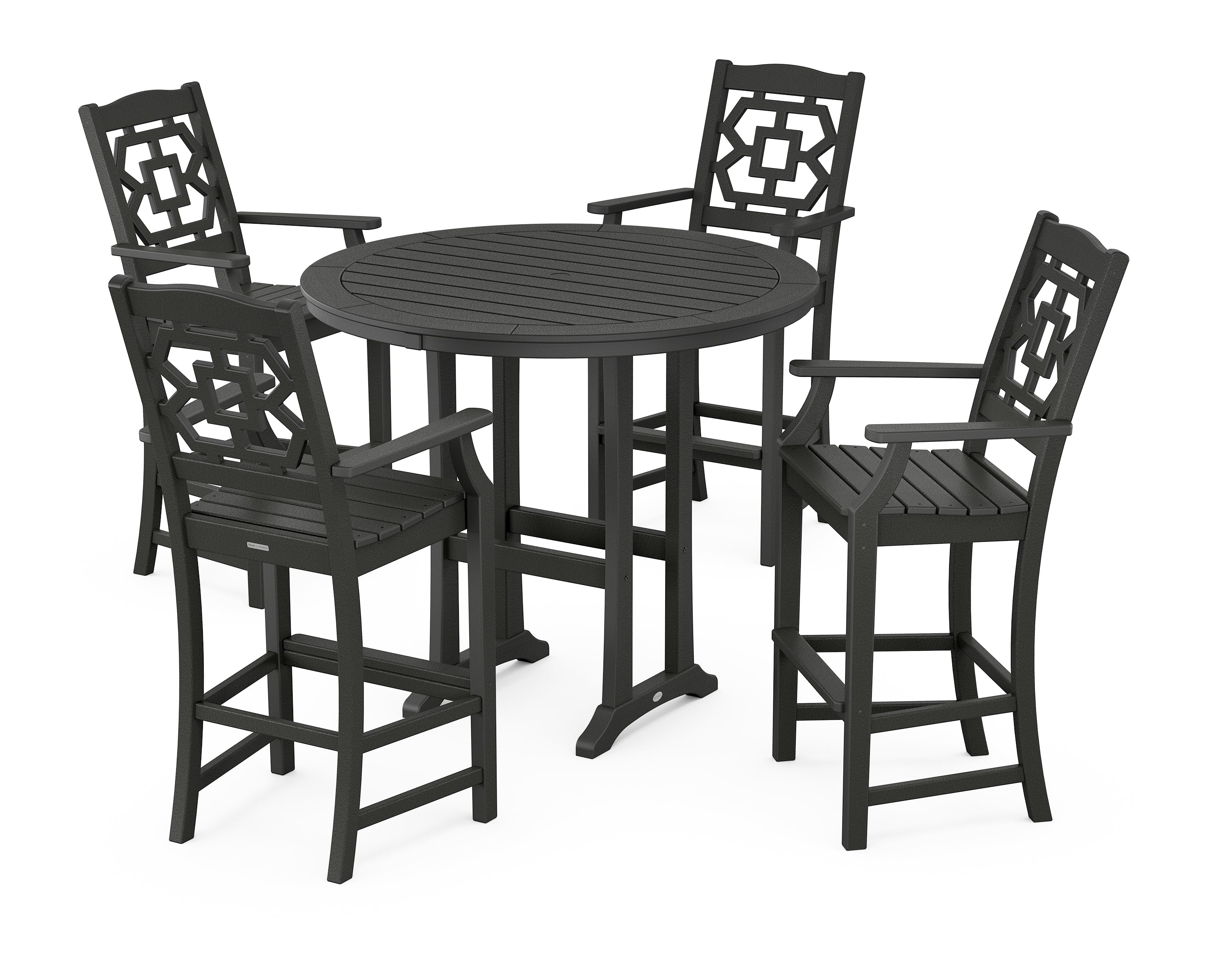 Martha Stewart by POLYWOOD® Chinoiserie 5-Piece Round Bar Set in Black