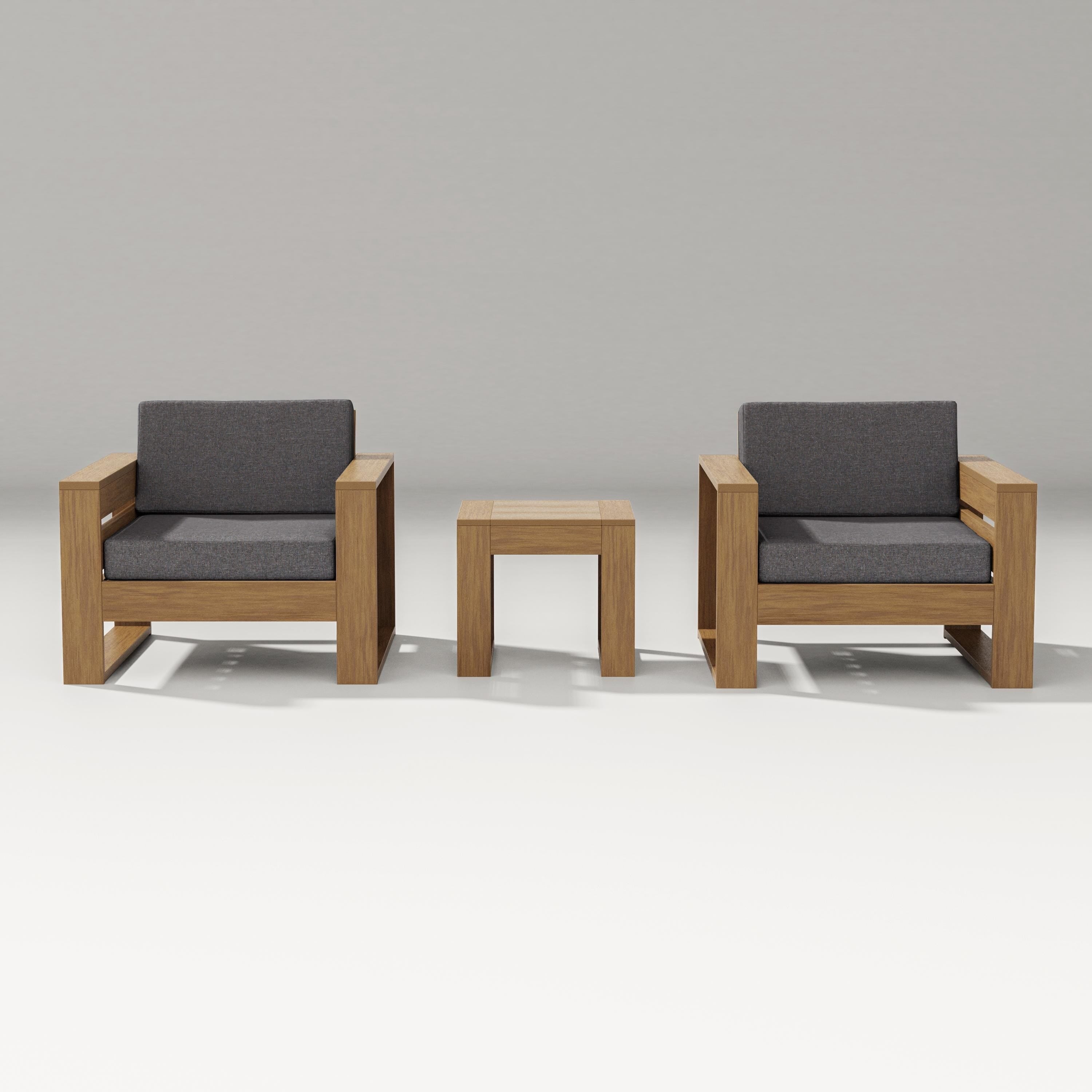 PW Designer Series Latitude 3-Piece Lounge Chair Set in Natural / Ash Charcoal