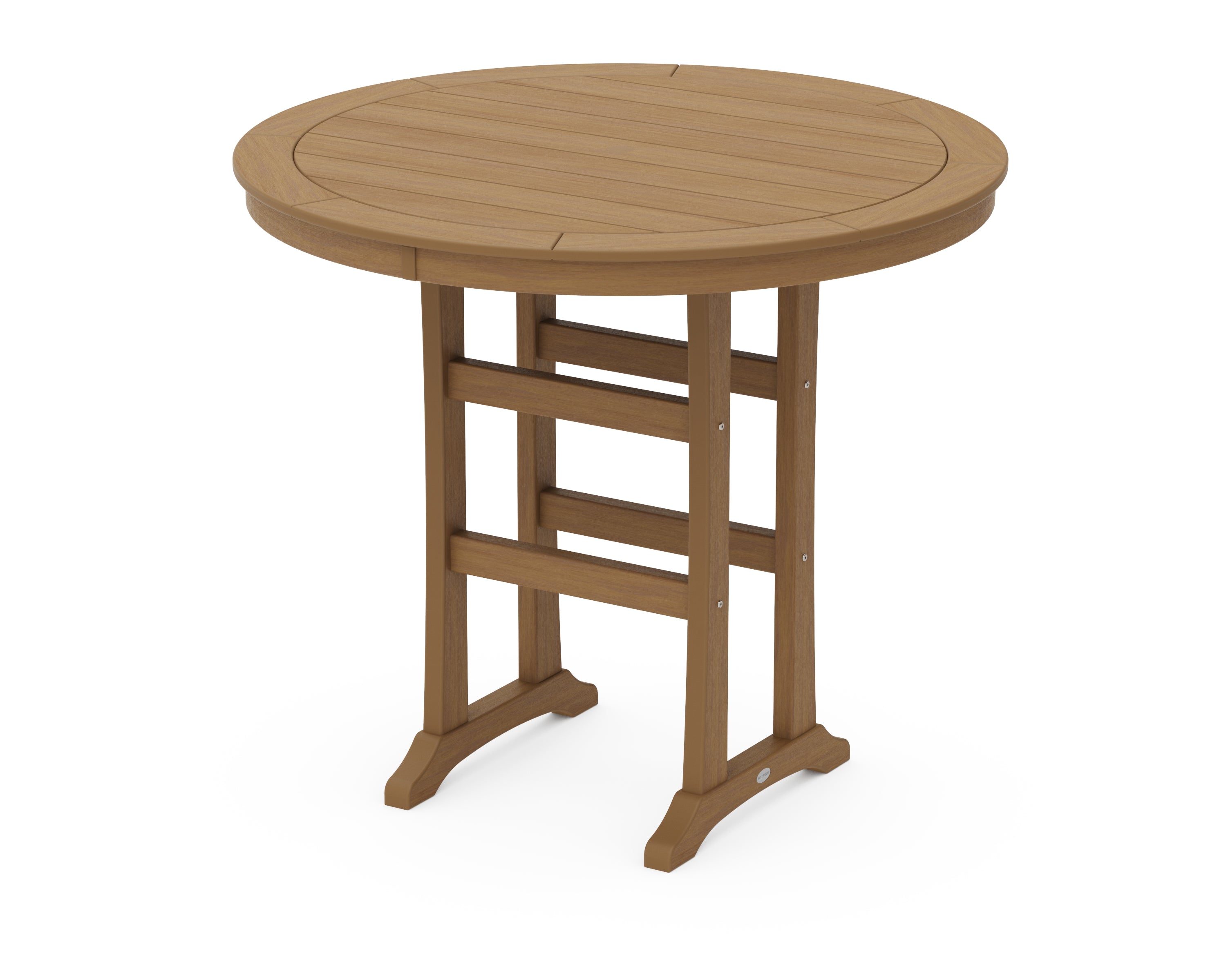 POLYWOOD Nautical Trestle 48" Round Bar Table in Natural