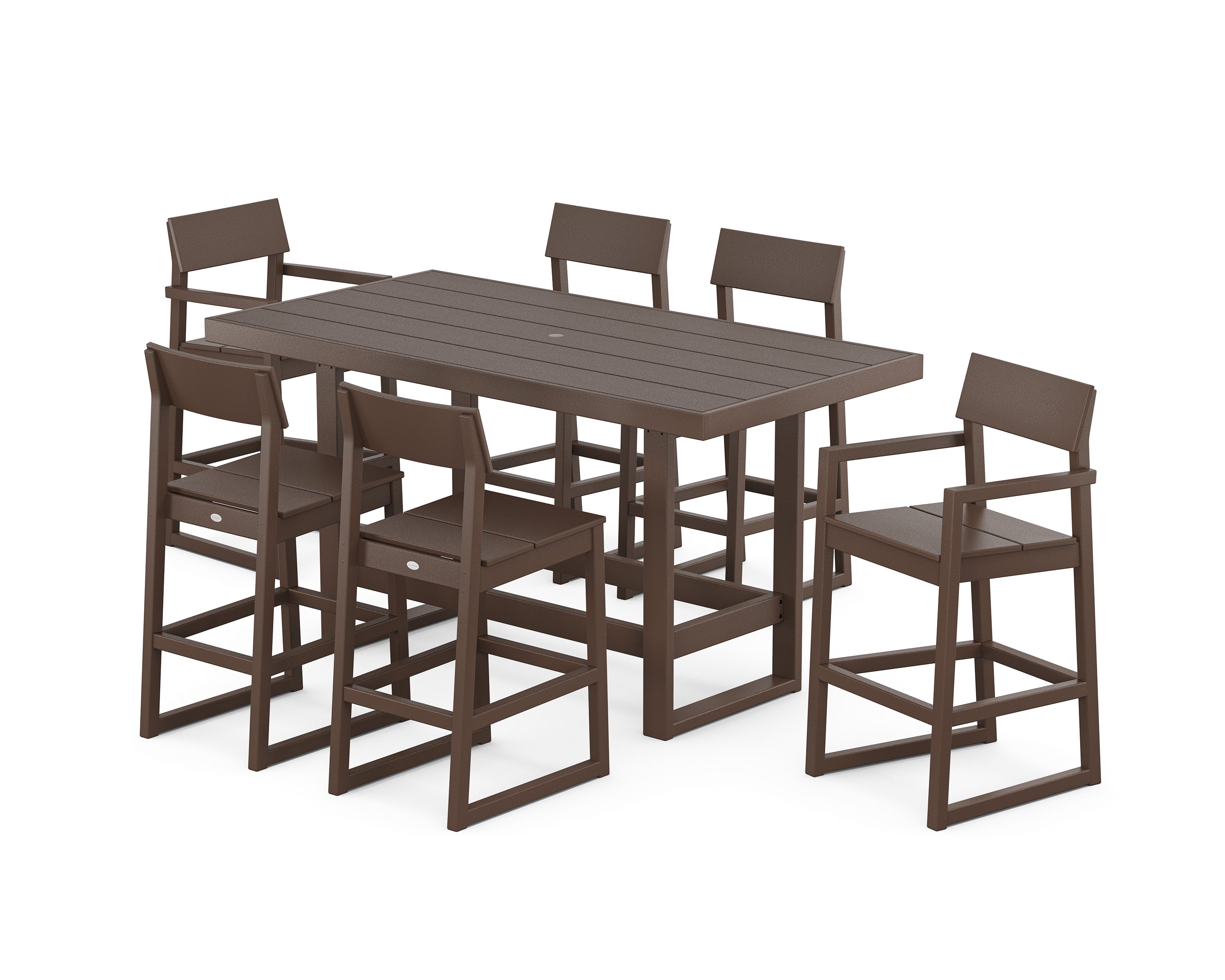 POLYWOOD® EDGE 7-Piece Bar Table Set in Mahogany