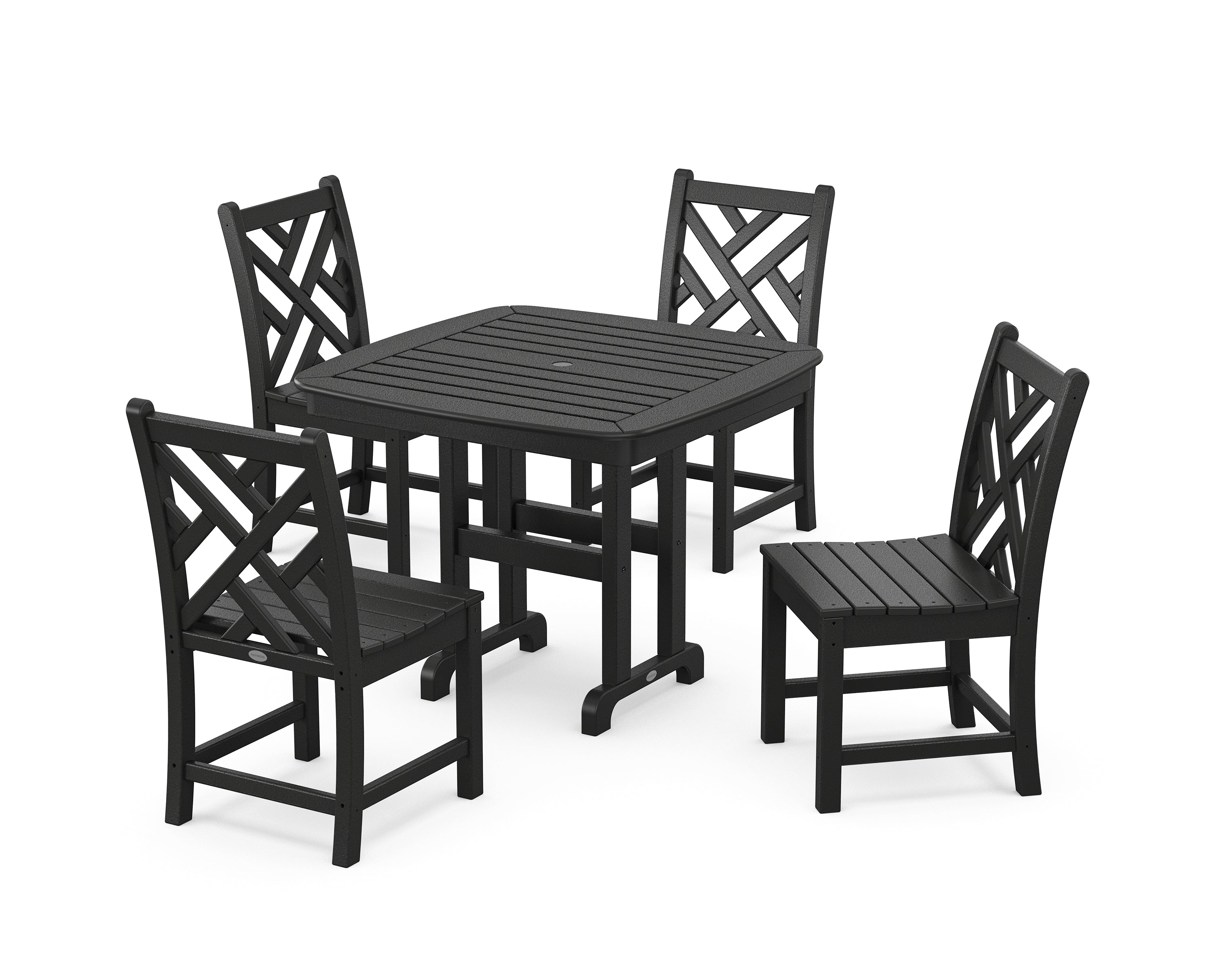 POLYWOOD® Chippendale 5-Piece Side Chair Dining Set in Black