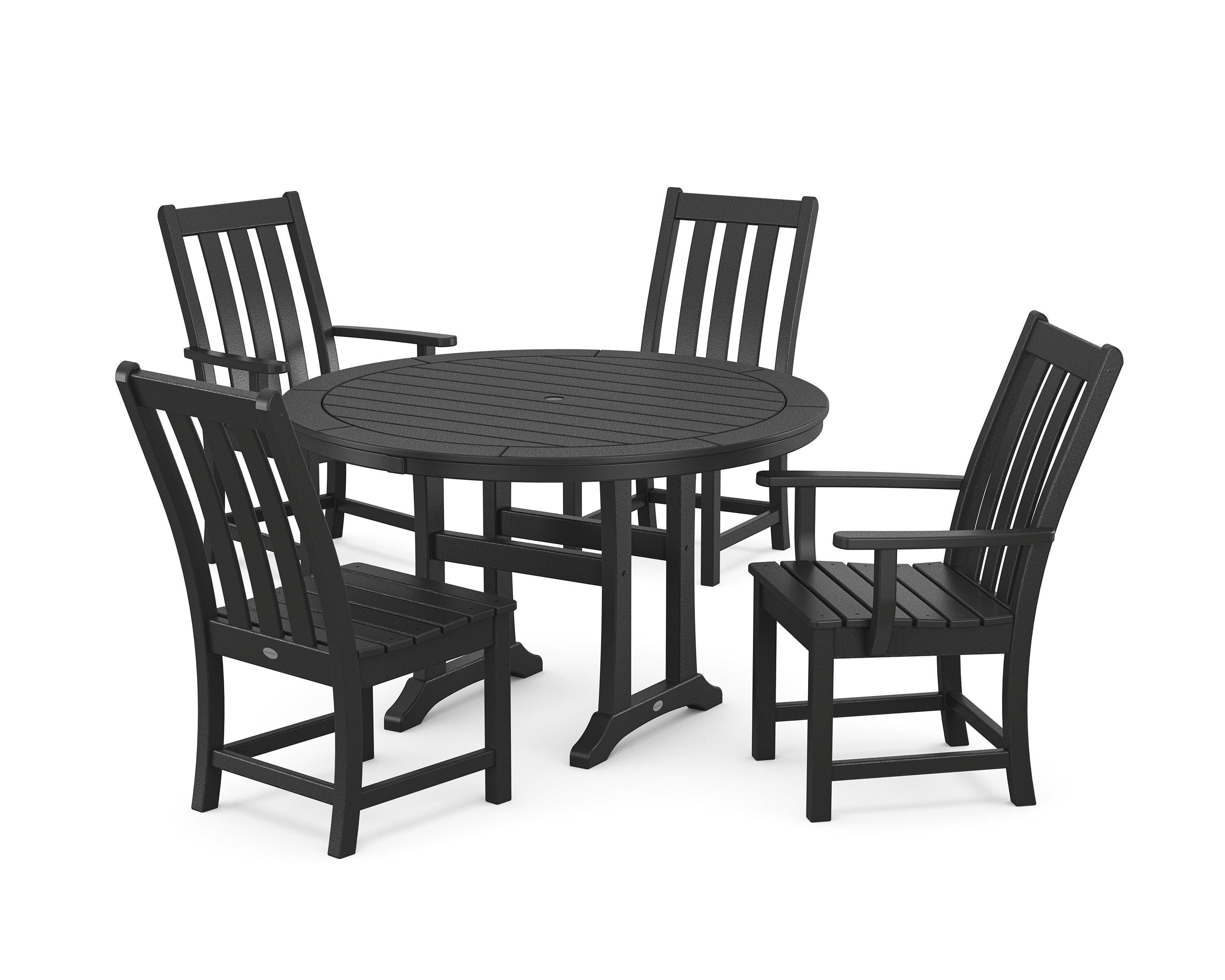 POLYWOOD® Vineyard 5-Piece Nautical Trestle Dining Set in Black