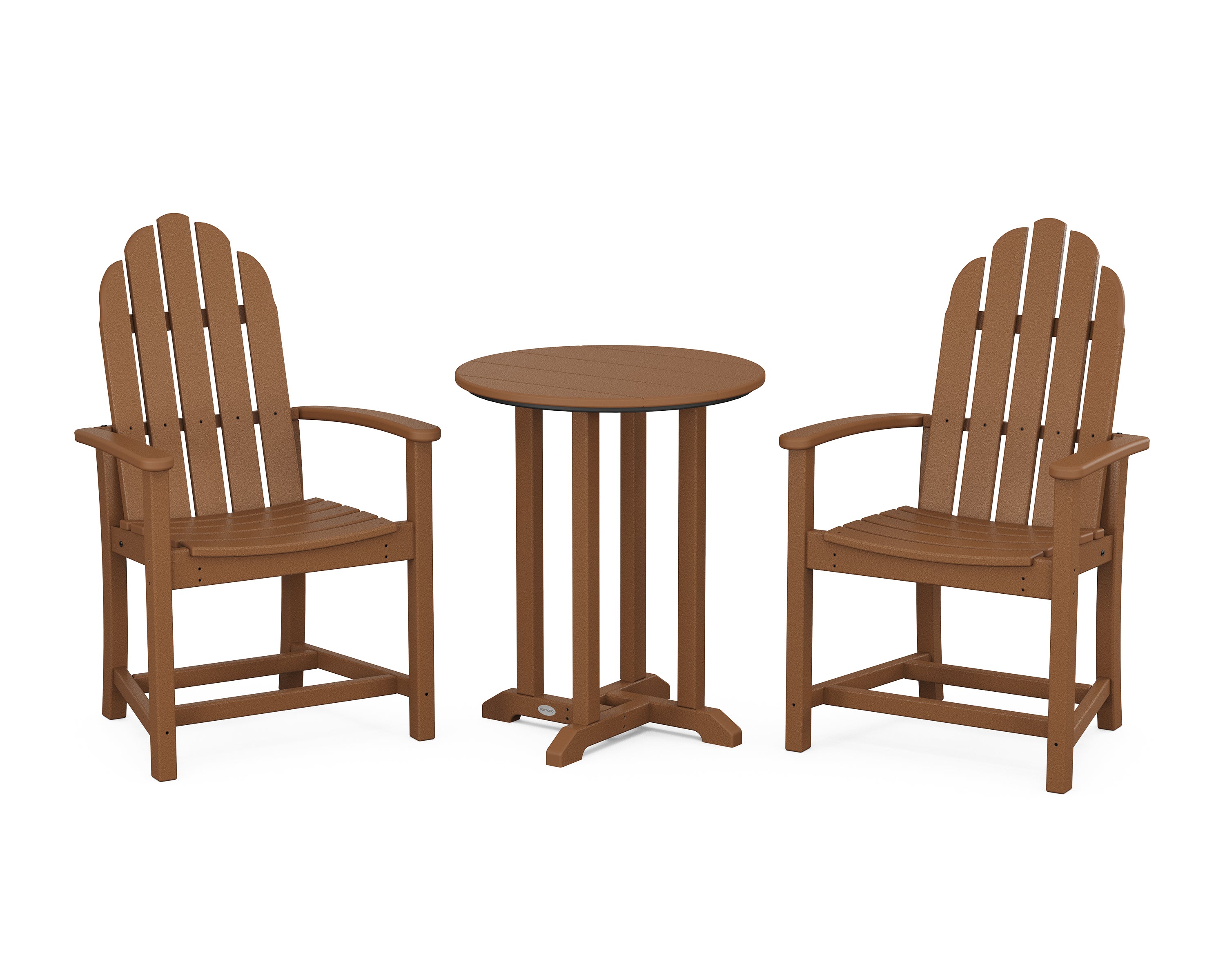POLYWOOD Classic Adirondack 3-Piece Round Bistro Dining Set in Teak