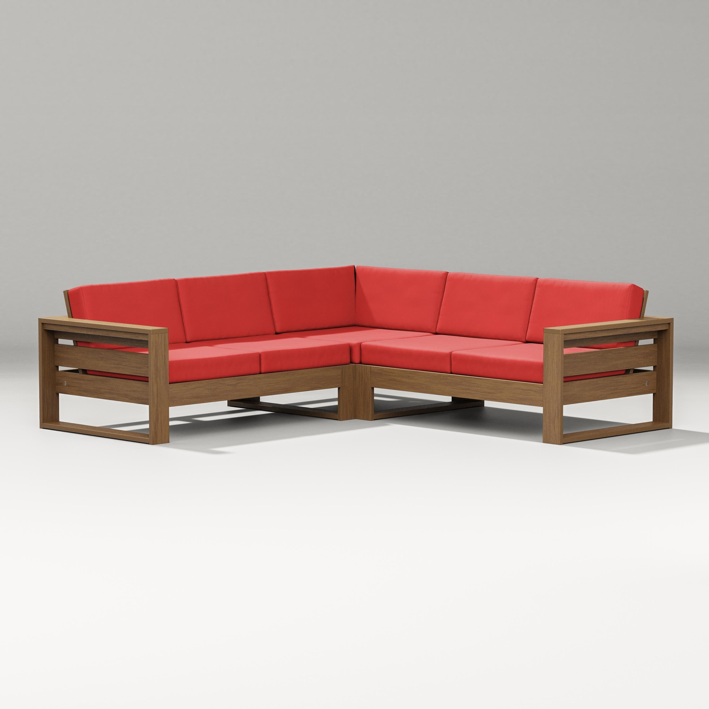 PW Designer Series Latitude Corner Sectional in Natural / Crimson Linen