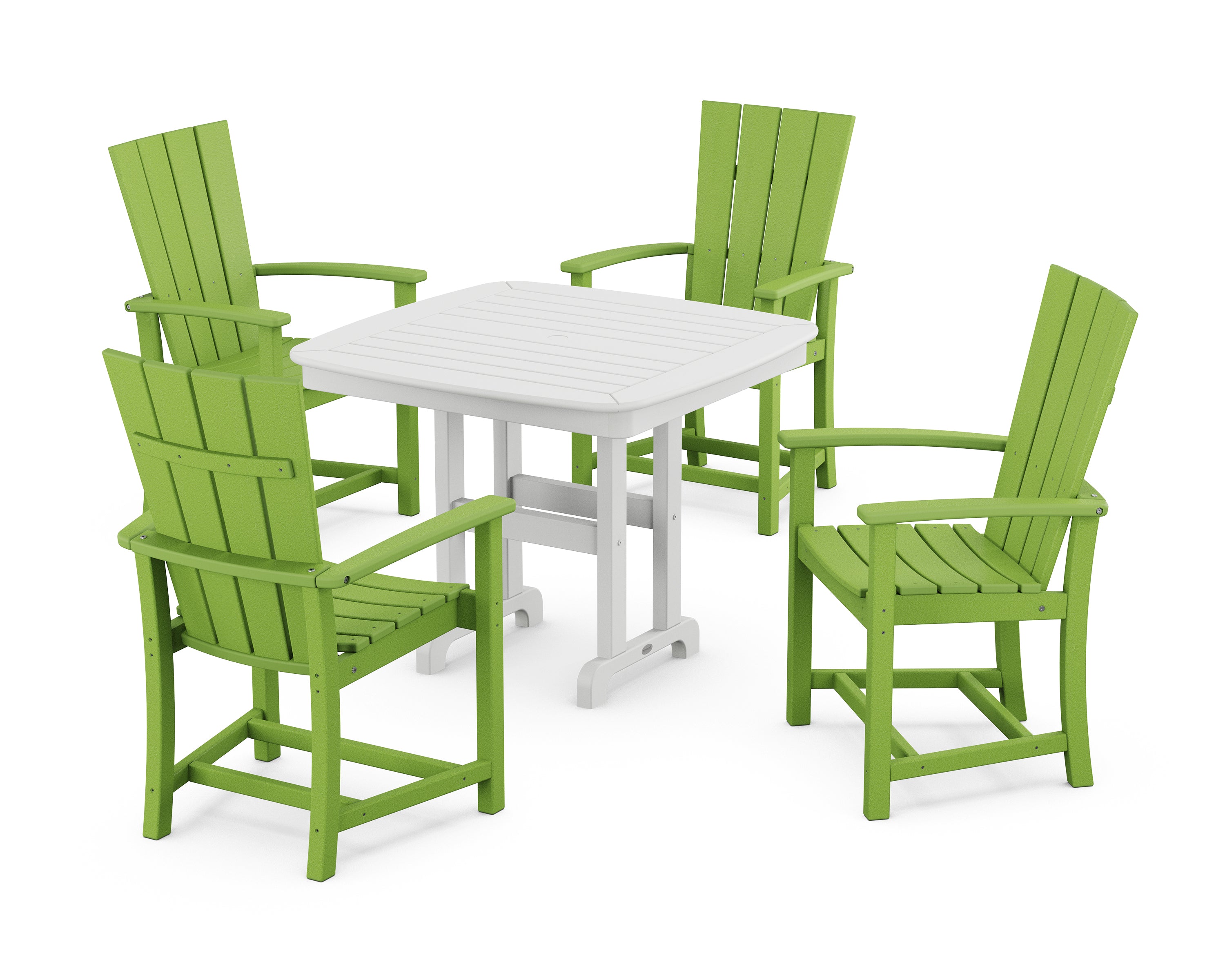 POLYWOOD® Quattro 5-Piece Dining Set in Lime / White