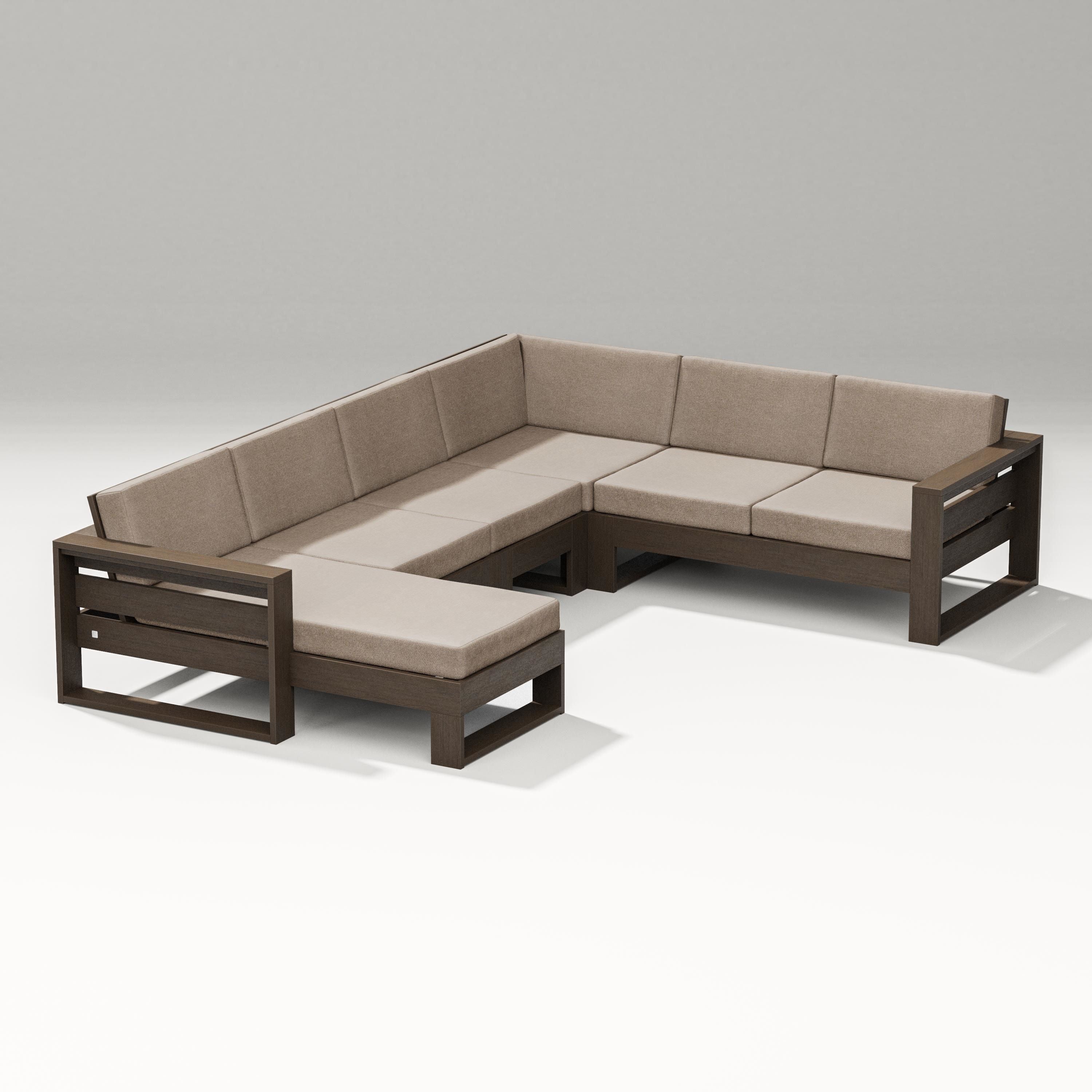 PW Designer Series Latitude Corner Sectional with Left Chaise in Kona / Spiced Burlap