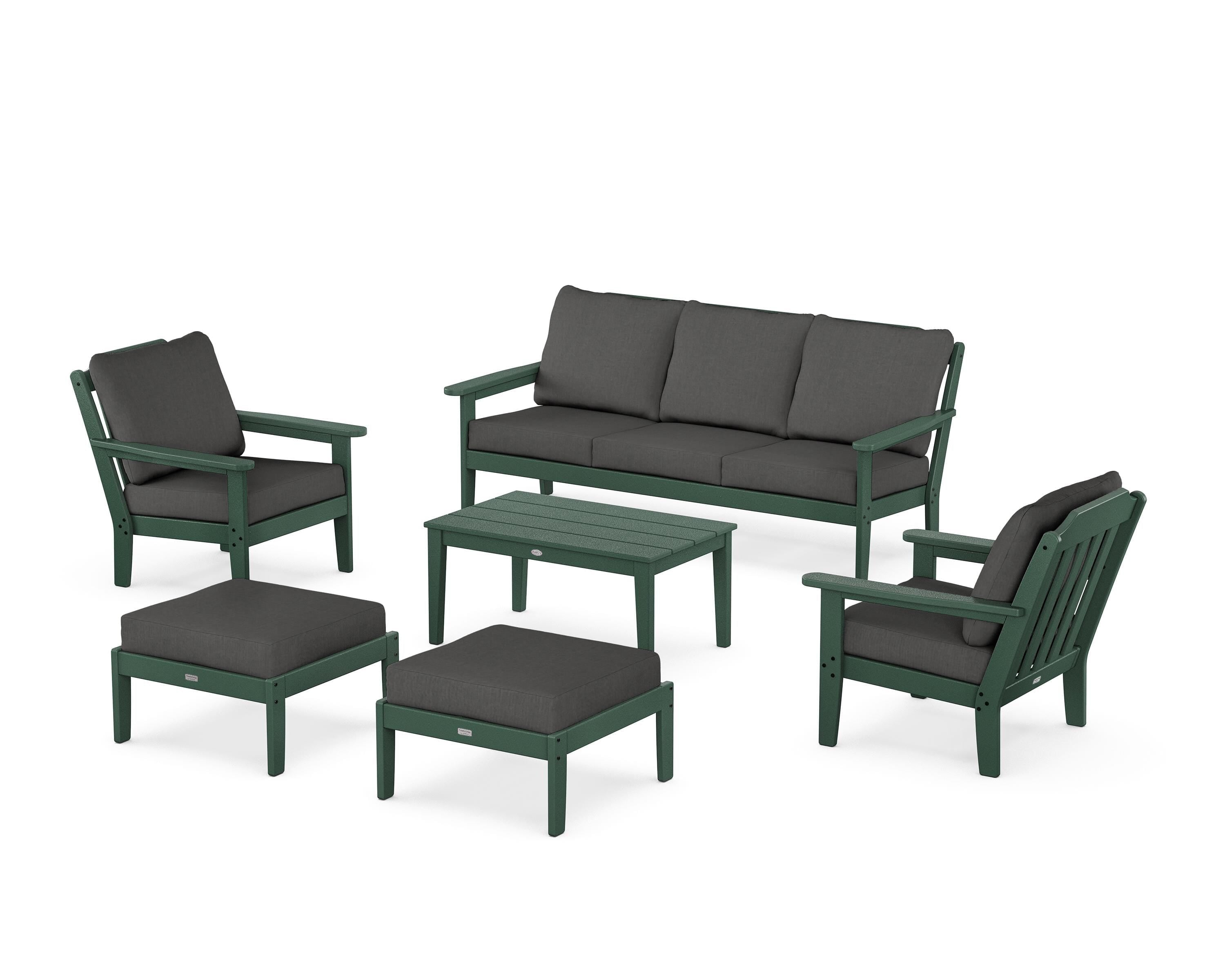 Country Living Cottage 6-Piece Lounge Sofa Set in Green / Spectrum Carbon