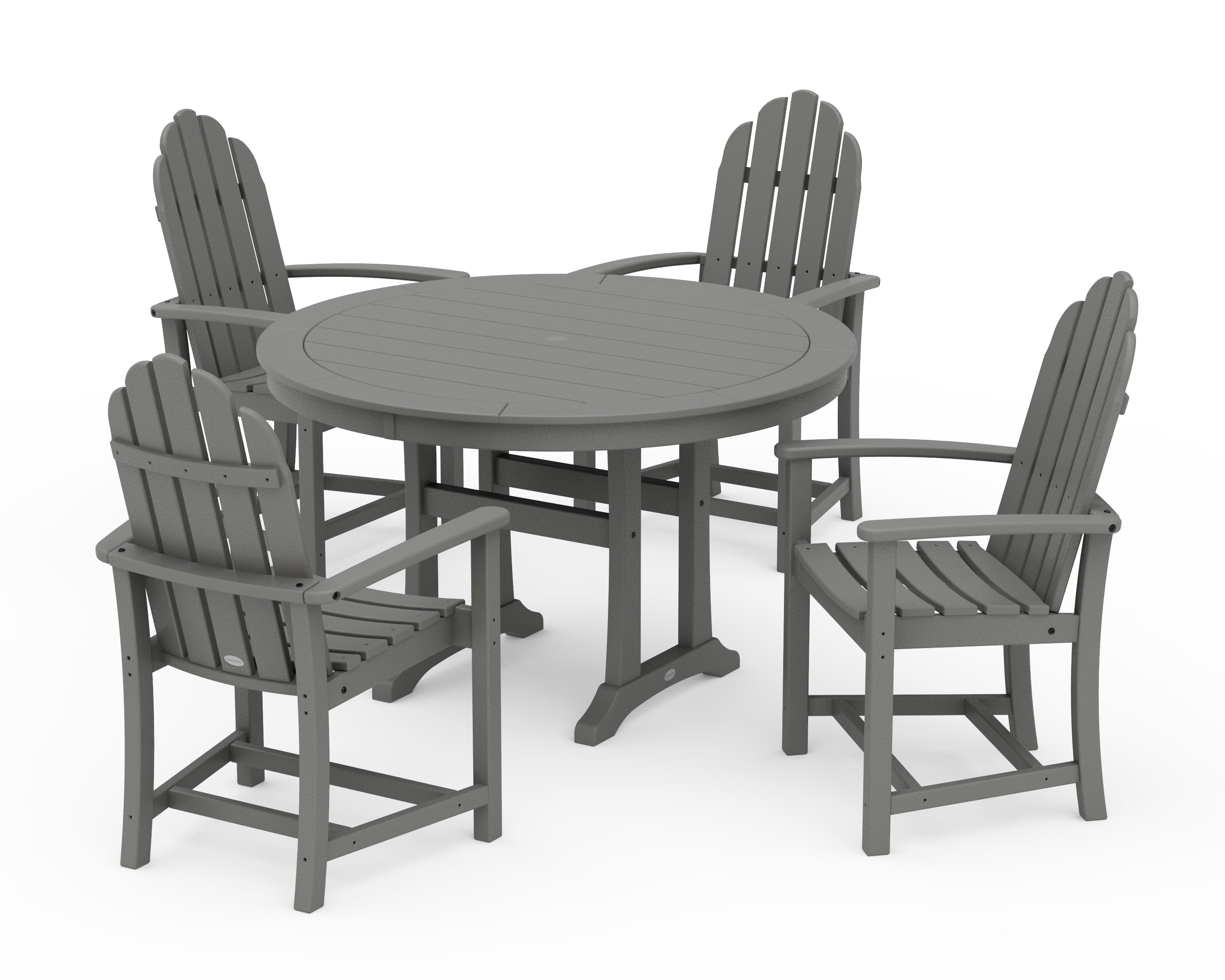 POLYWOOD Classic Adirondack 5-Piece Round Dining Set with Trestle Legs in Slate Grey