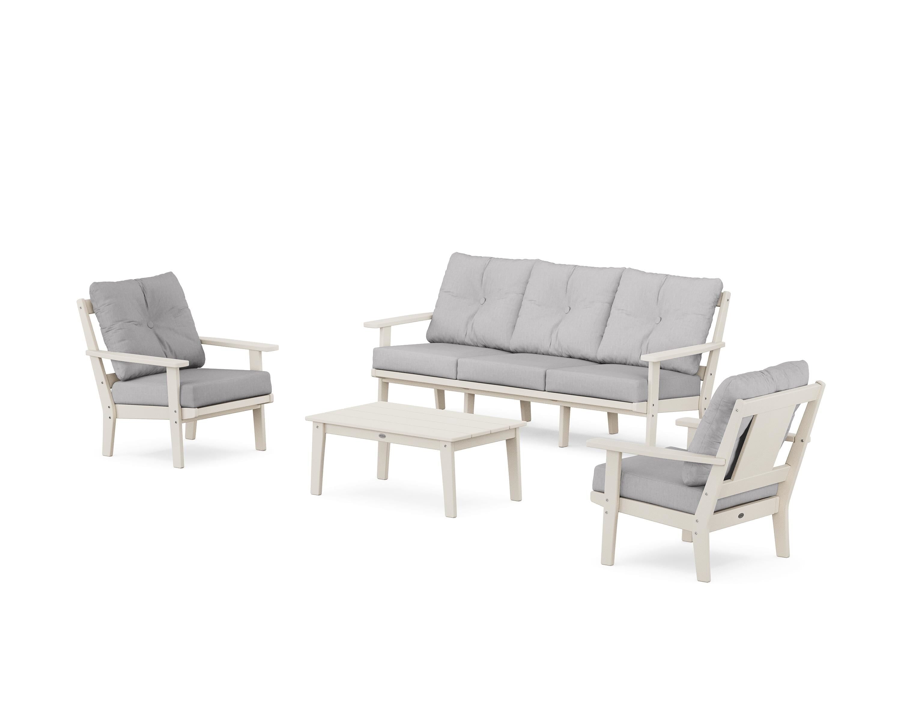 POLYWOOD Prairie 4-Piece Deep Seating Set with Sofa in Sand / Granite